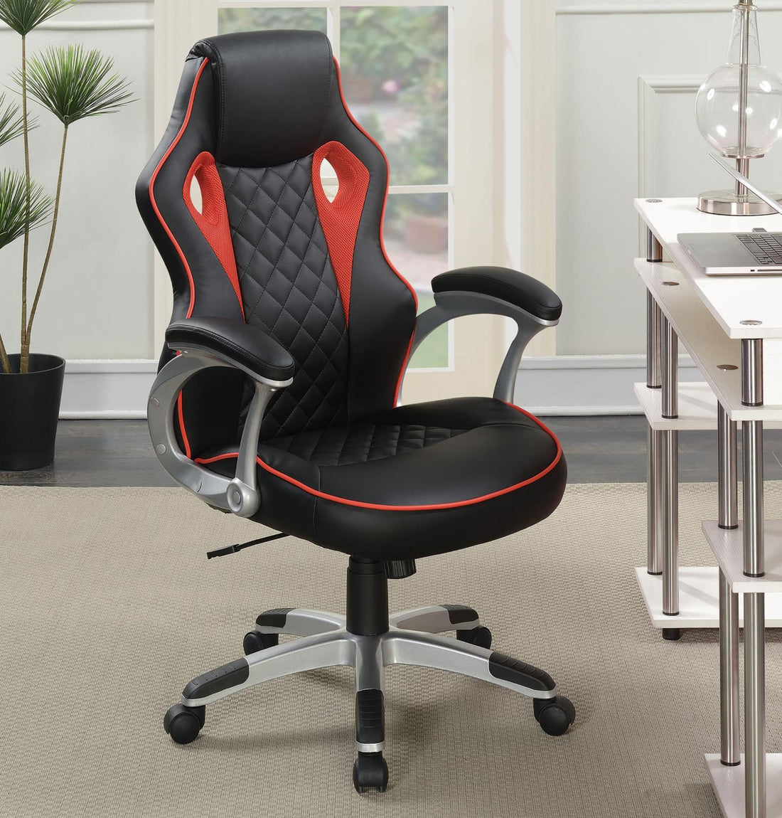 Lucas Black/Red Upholstered Office Chair - 801497 - Bien Home Furniture &amp; Electronics