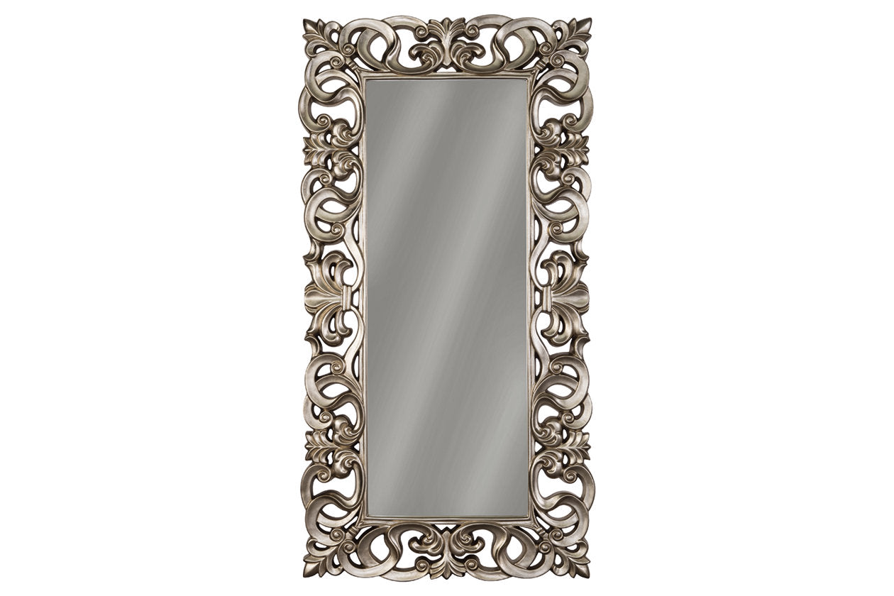 Lucia Antique Silver Finish Floor Mirror - A8010123 - Bien Home Furniture & Electronics