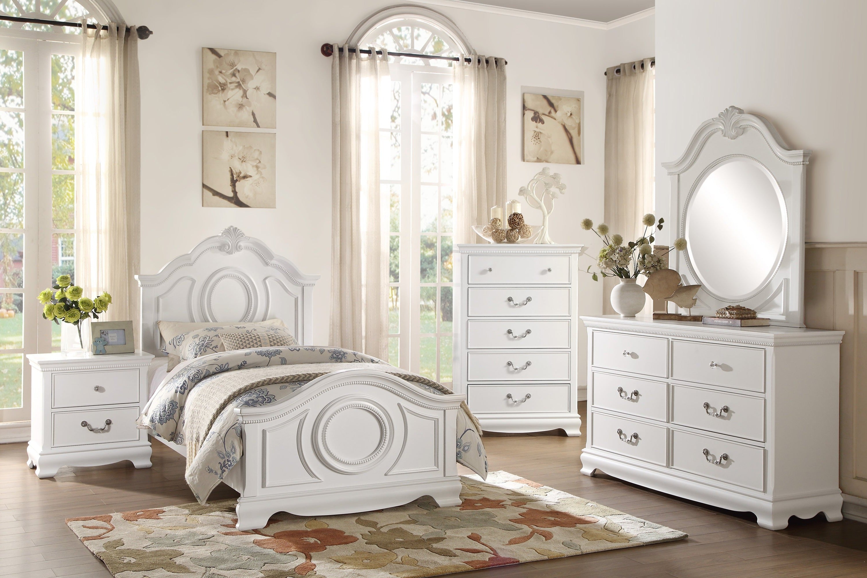 Lucida White Panel Youth Bedroom Set - SET | 2039W-5 | 2039W-6 | 2039W-4 | 2039W-9 | 2039TW-1 | 2039TW-2 | 2039TW-3 - Bien Home Furniture & Electronics