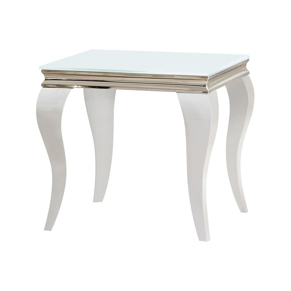Luna Square End Table White/Chrome - 707767 - Bien Home Furniture &amp; Electronics