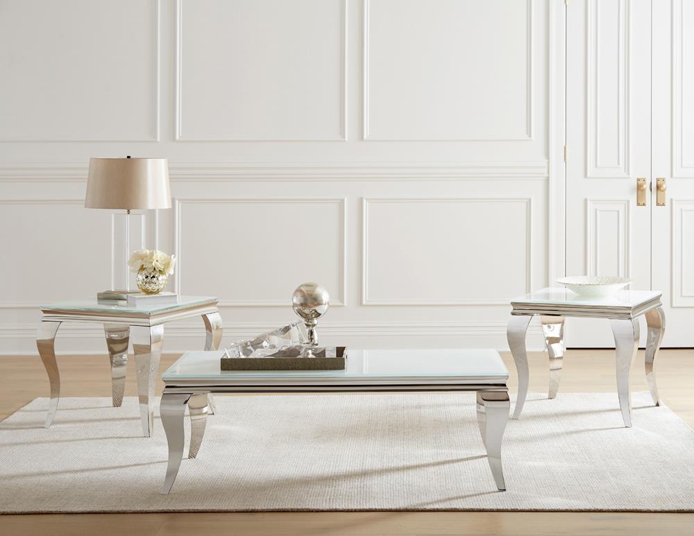 Luna Square End Table White/Chrome - 707767 - Bien Home Furniture & Electronics