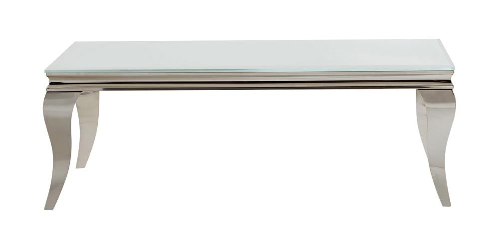 Luna White/Chrome Rectangle Coffee Table - 707768 - Bien Home Furniture & Electronics