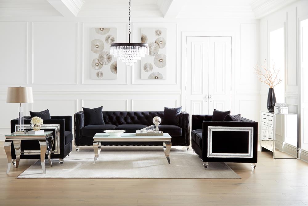 Luna White/Chrome Rectangle Coffee Table - 707768 - Bien Home Furniture &amp; Electronics