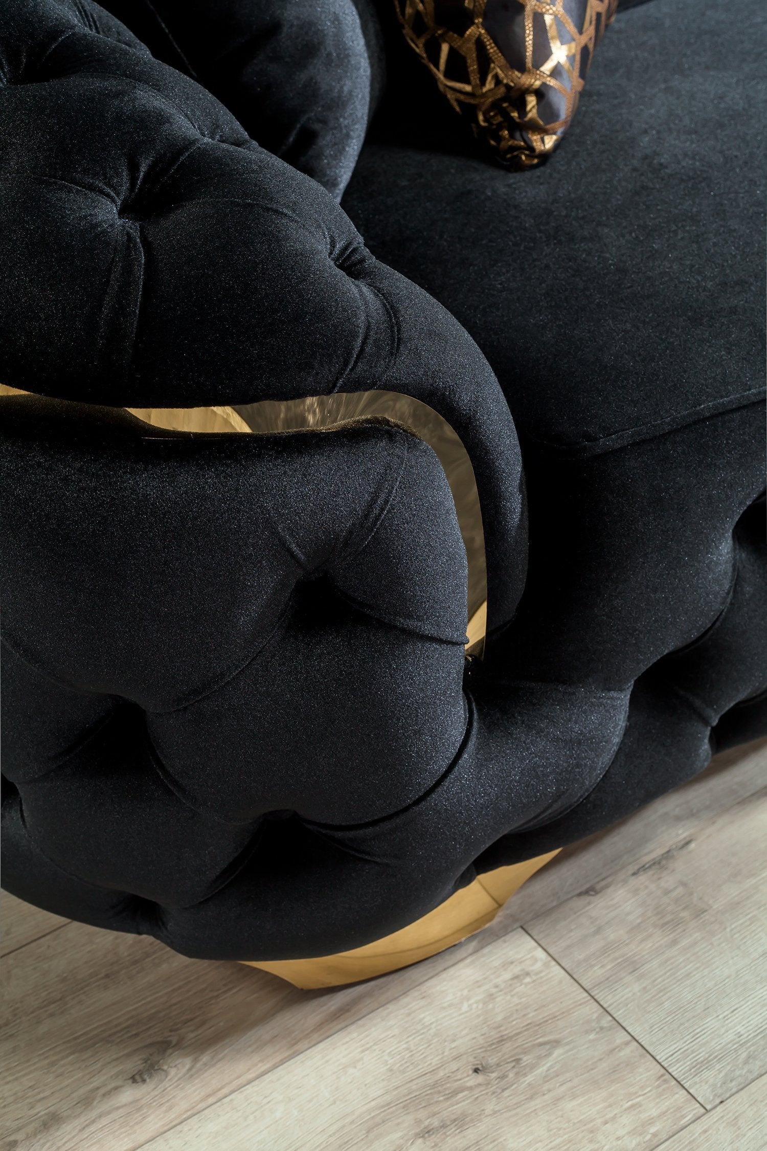 Lupino Black Velvet Living Room Set - LUPINOBLACK-SL - Bien Home Furniture & Electronics