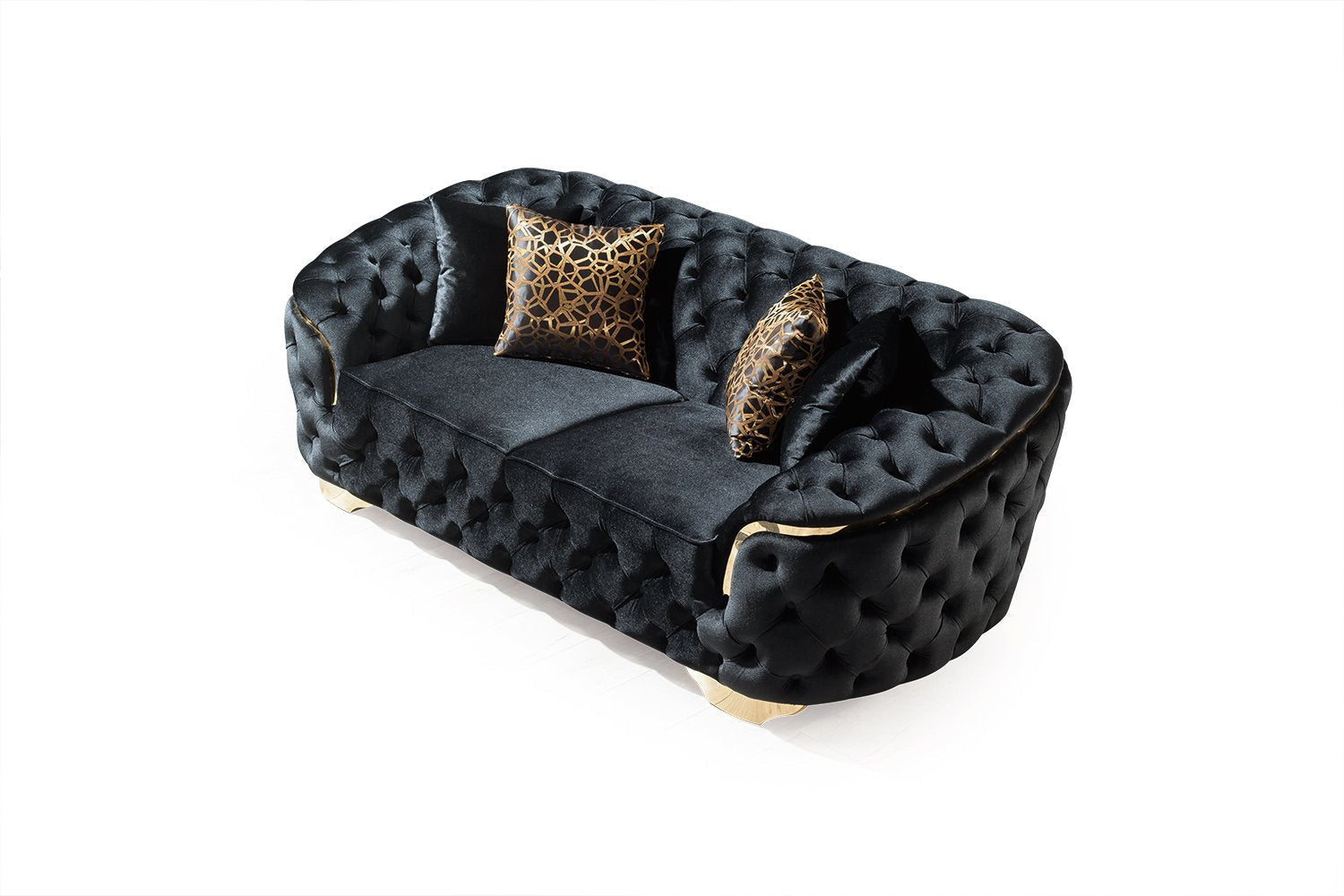 Lupino Black Velvet Living Room Set - LUPINOBLACK-SL - Bien Home Furniture & Electronics