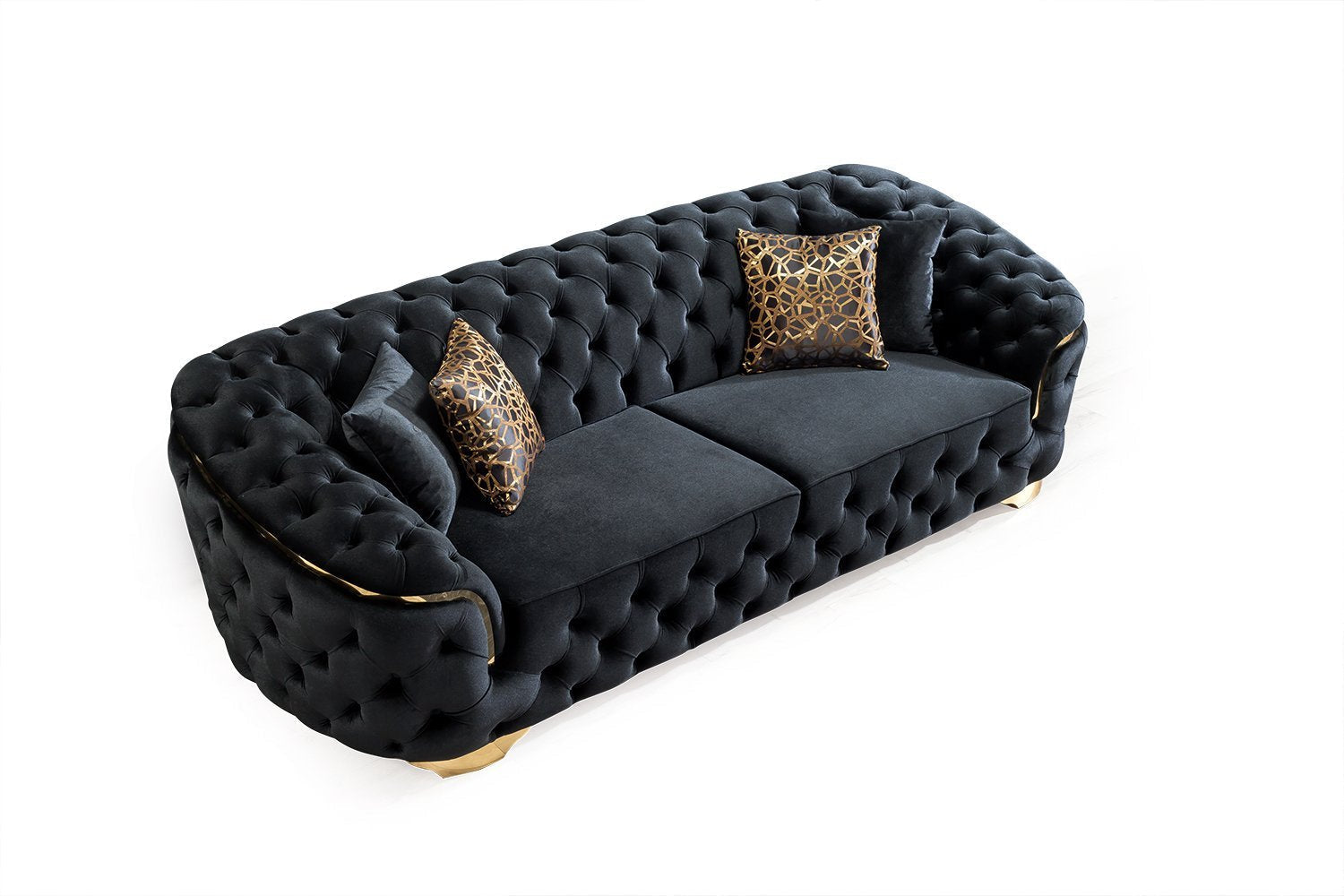 Lupino Black Velvet Living Room Set - LUPINOBLACK-SL - Bien Home Furniture & Electronics