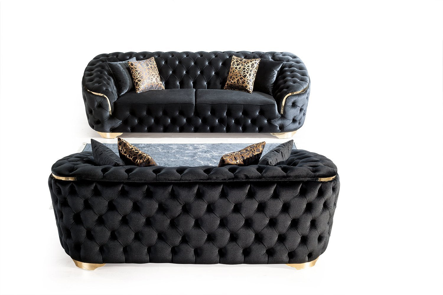 Lupino Black Velvet Living Room Set - LUPINOBLACK-SL - Bien Home Furniture & Electronics