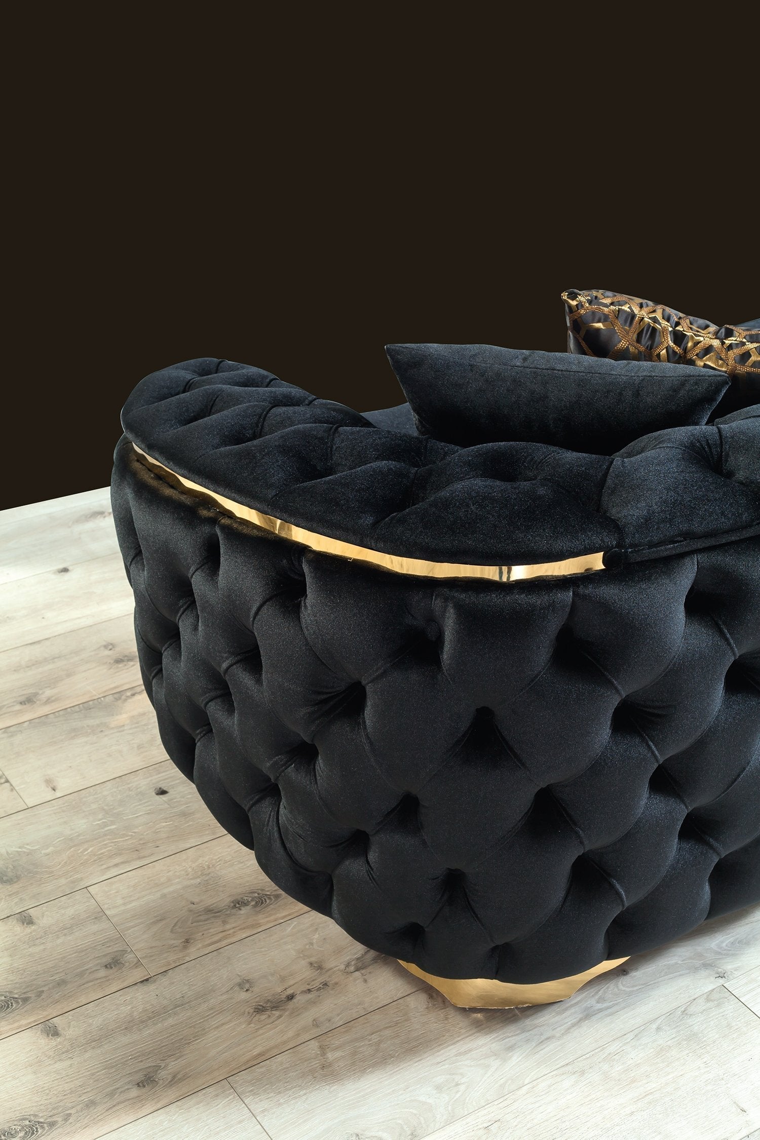 Lupino Black Velvet Living Room Set - LUPINOBLACK-SL - Bien Home Furniture & Electronics