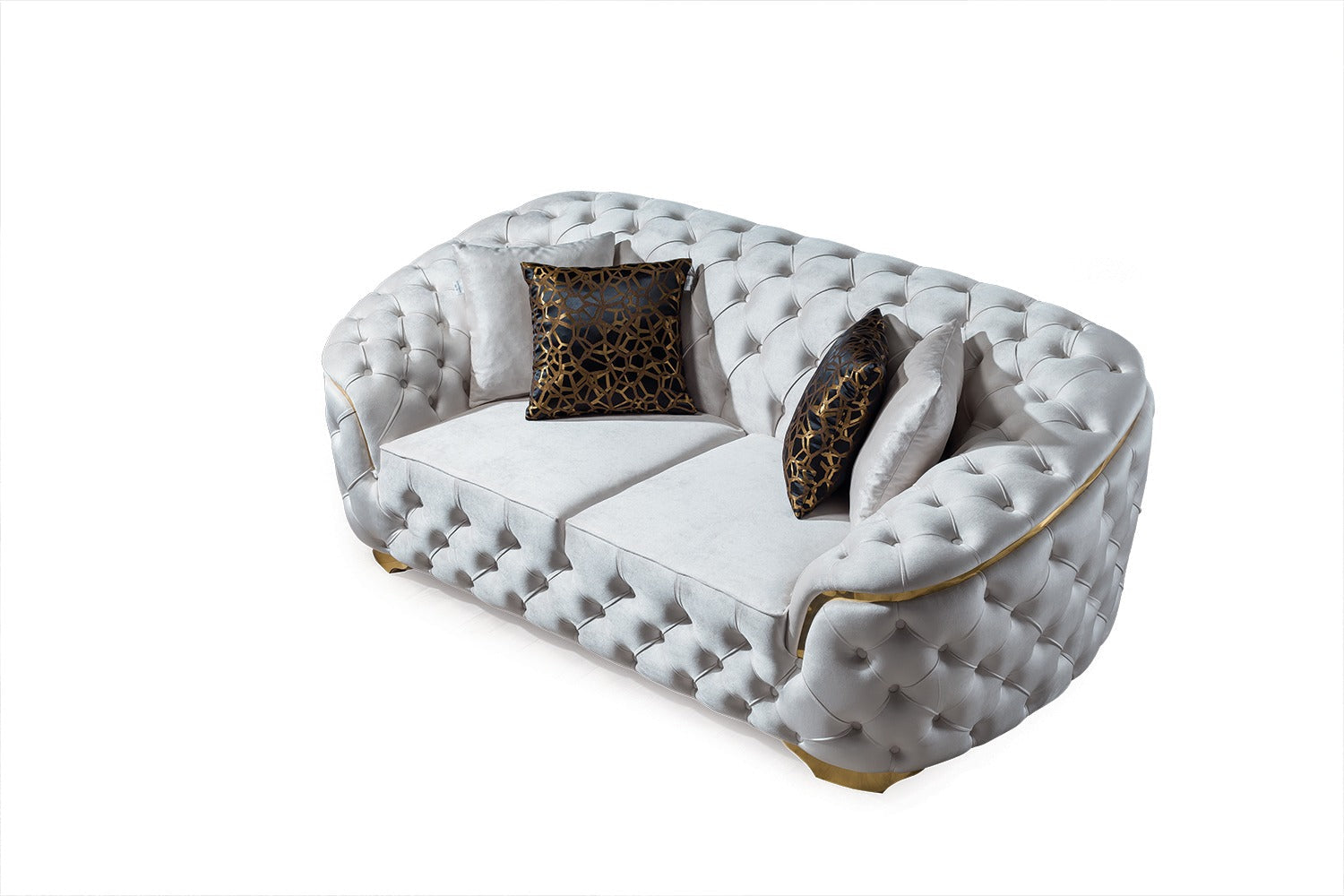 Lupino Ivory Velvet Living Room Set - LUPINOIVORY-SL - Bien Home Furniture & Electronics