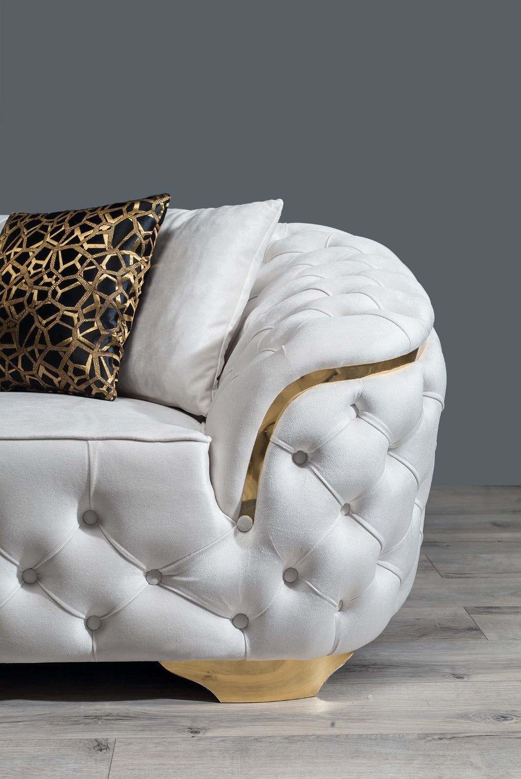 Lupino Ivory Velvet Living Room Set - LUPINOIVORY-SL - Bien Home Furniture & Electronics