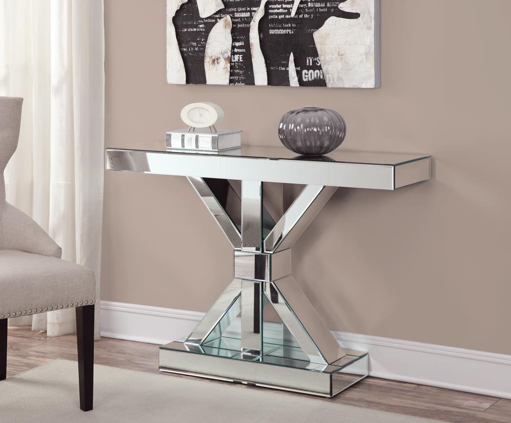Lurlynn Clear Mirror X-Shaped Base Console Table - 950191 - Bien Home Furniture &amp; Electronics