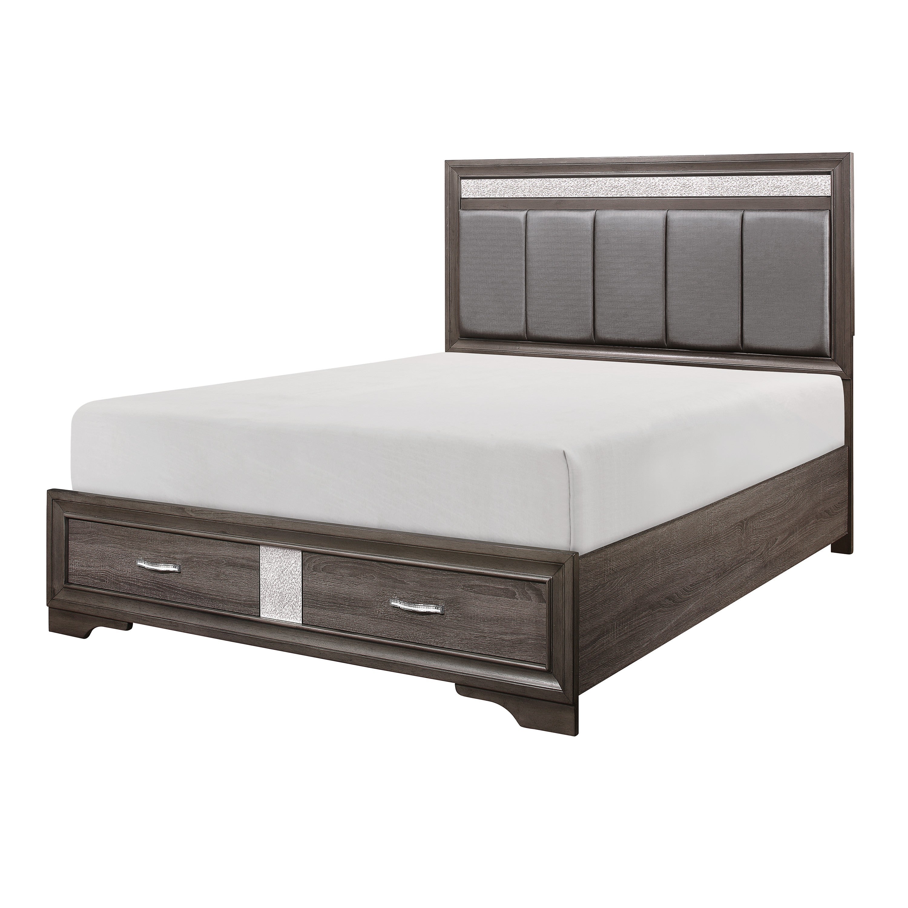 Luster Gray Upholstered Storage Platform Bedroom Set - SET | 1505K-1 | 1505K-3EK | 1505-DW | 1505-5 | 1505-6 | 1505-4 | 1505-9 - Bien Home Furniture & Electronics