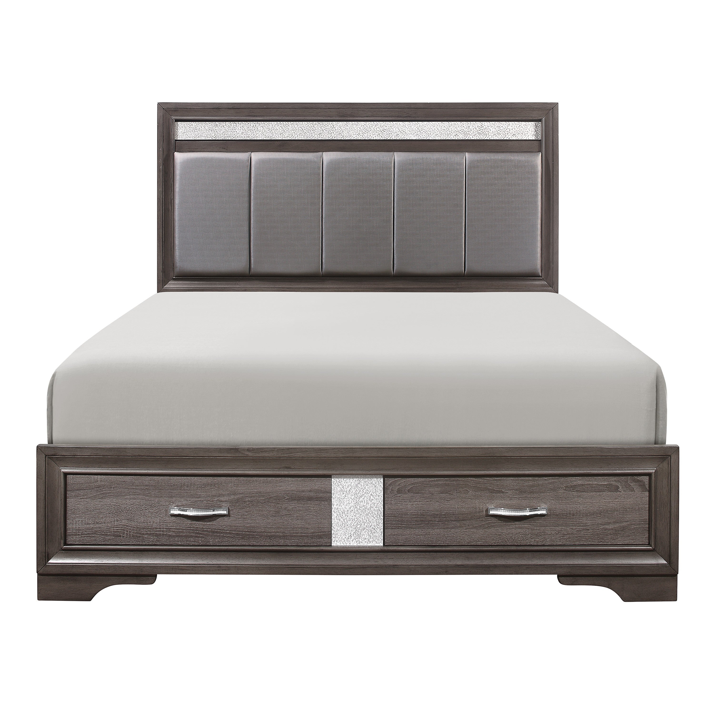 Luster Gray Upholstered Storage Platform Bedroom Set - SET | 1505K-1 | 1505K-3EK | 1505-DW | 1505-5 | 1505-6 | 1505-4 | 1505-9 - Bien Home Furniture & Electronics