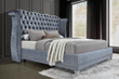 Luxor Gray Velvet Queen Platform Bed - Luxor-Grey Queen - Bien Home Furniture & Electronics
