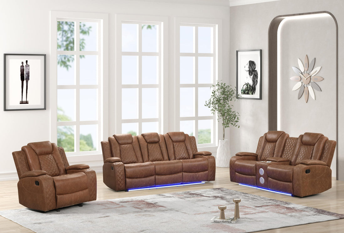 Luz Saddle 3-Piece Reclining Living Room Set - Luz Saddle - Bien Home Furniture &amp; Electronics