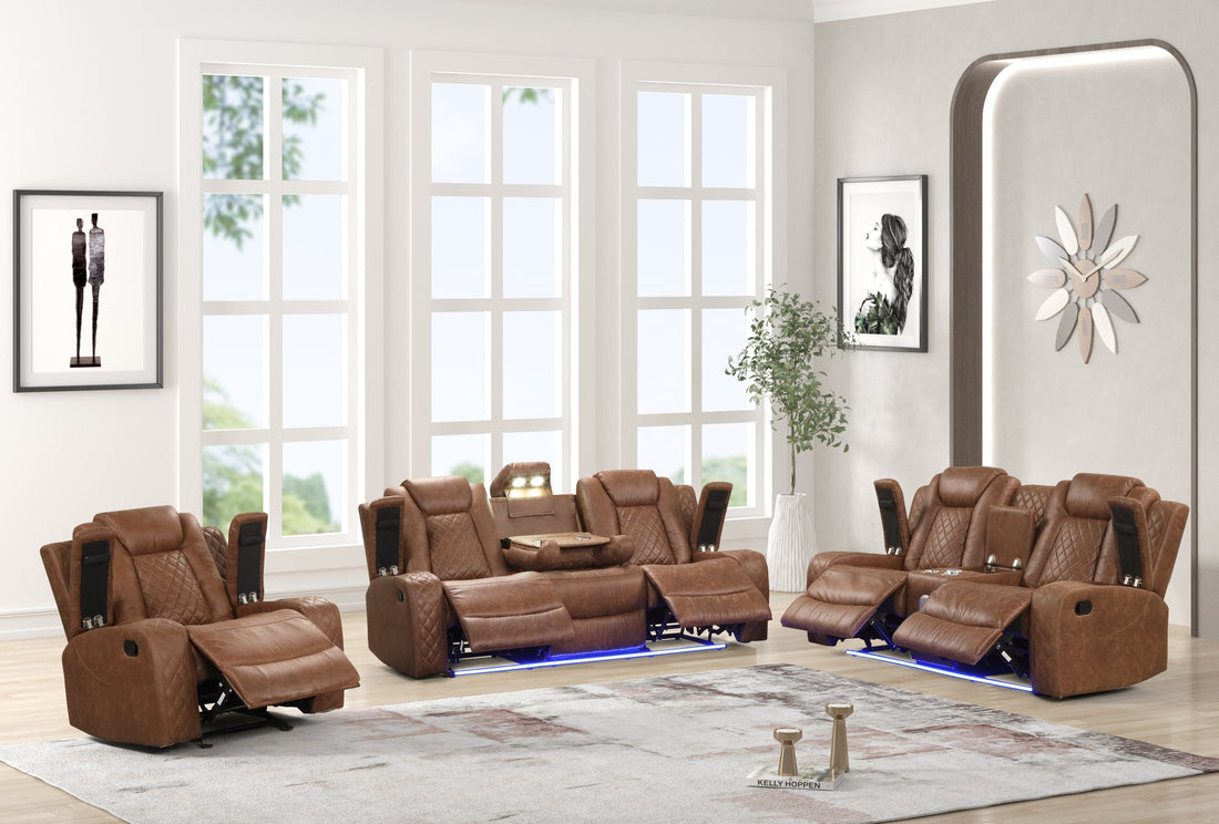 Luz Saddle 3-Piece Reclining Living Room Set - Luz Saddle - Bien Home Furniture &amp; Electronics