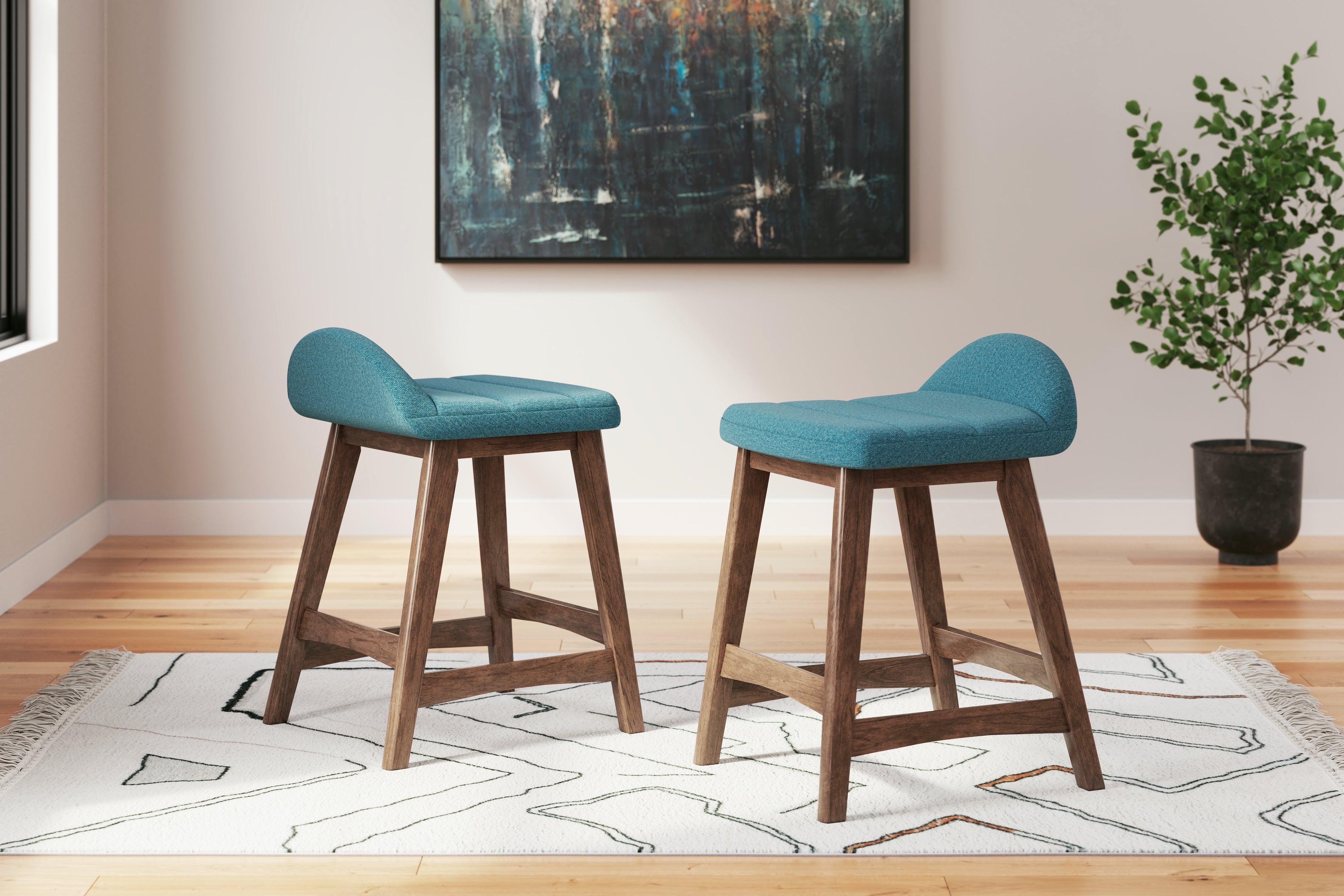 Lyncott Blue/Brown Counter Height Barstool, Set of 2 - D615-324 - Bien Home Furniture & Electronics
