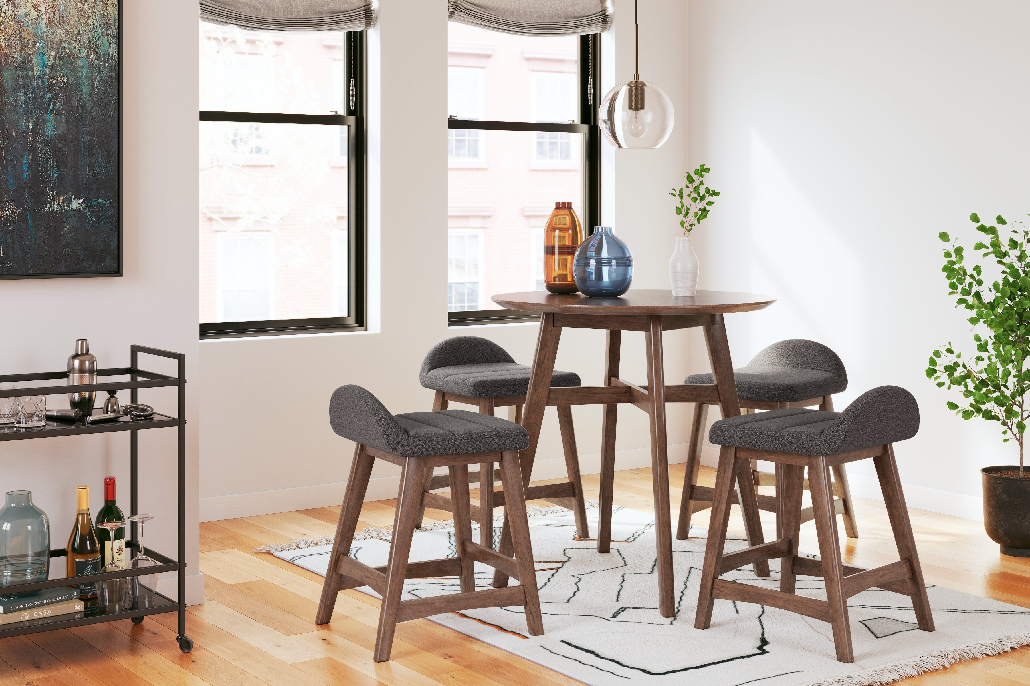 Lyncott Charcoal/Brown Counter Height Barstool, Set of 2 - D615-224 - Bien Home Furniture & Electronics