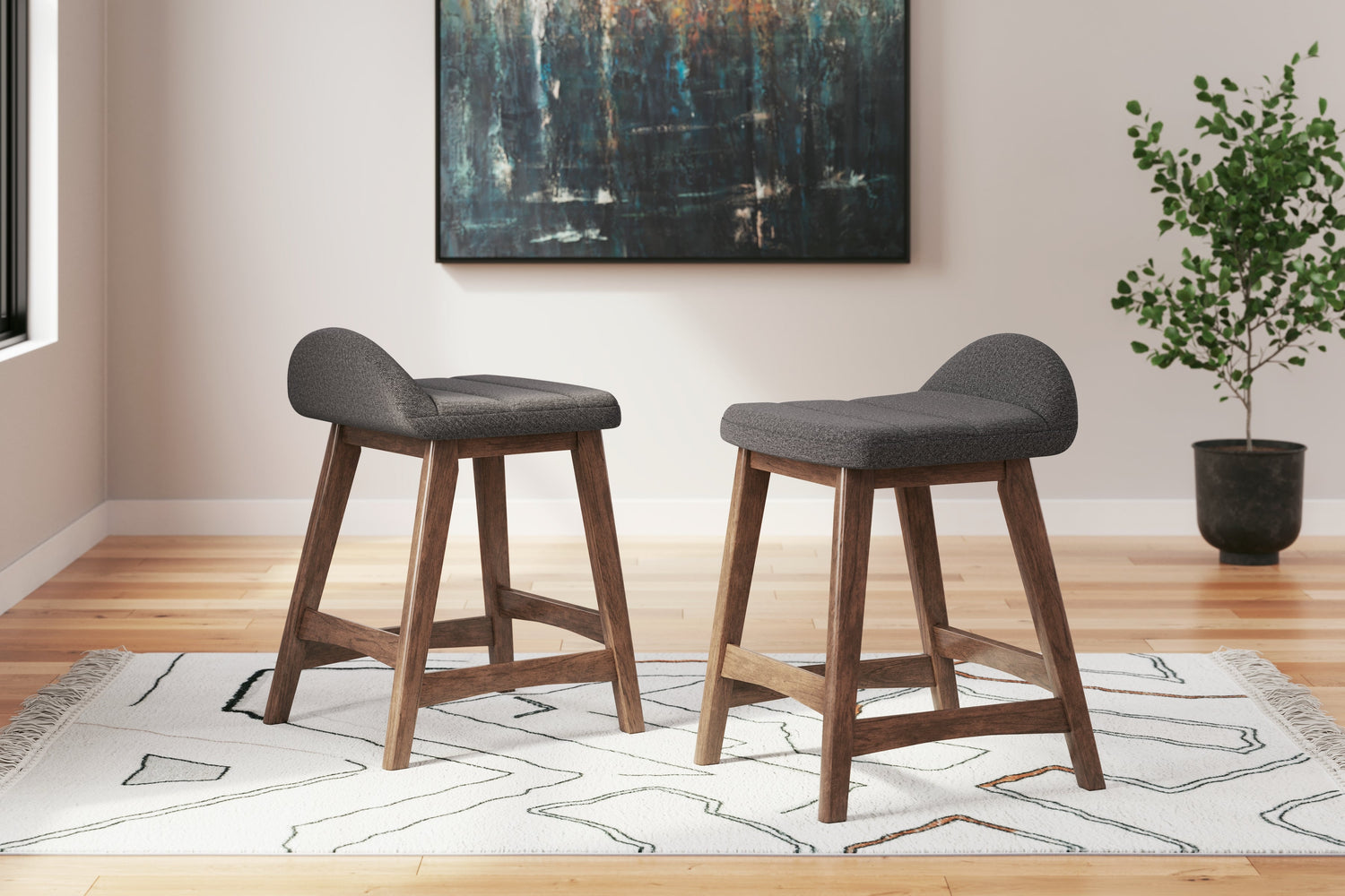 Lyncott Charcoal/Brown Counter Height Barstool, Set of 2 - D615-224 - Bien Home Furniture & Electronics