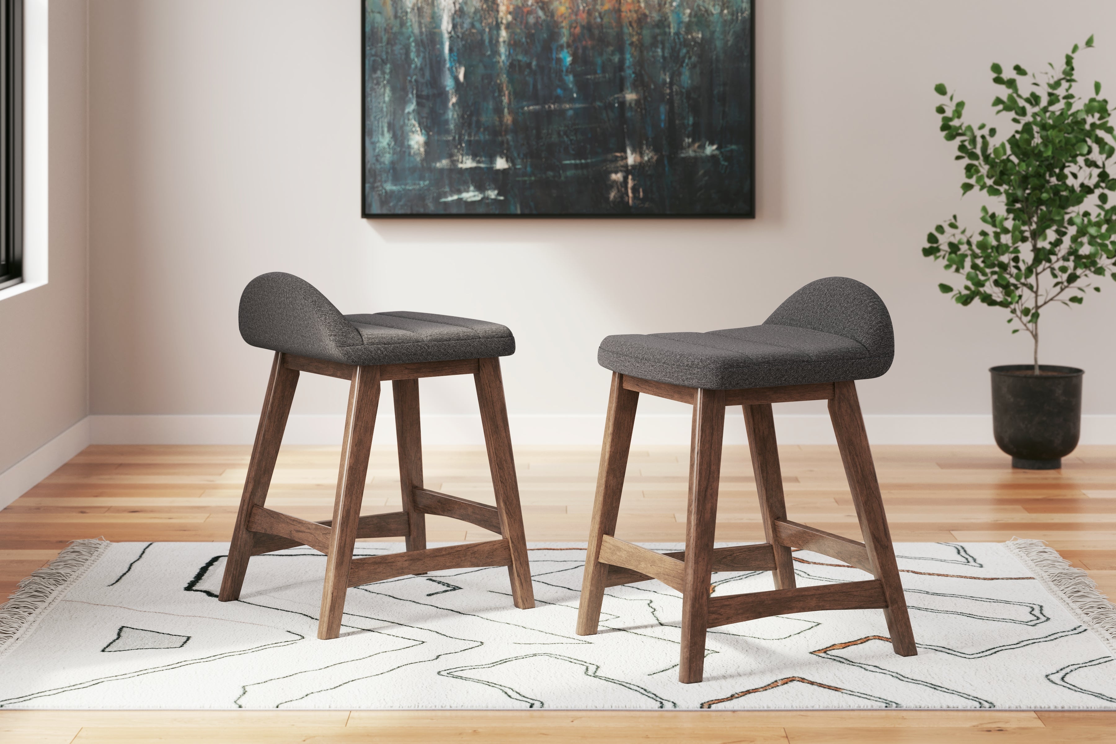 Lyncott Charcoal/Brown Counter Height Barstool, Set of 2 - D615-224 - Bien Home Furniture & Electronics