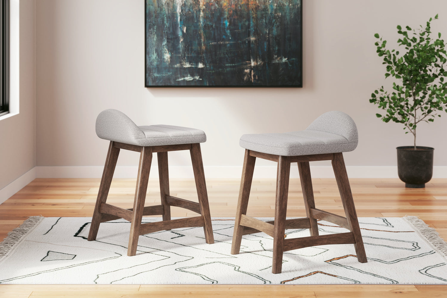 Lyncott Light Gray/Brown Counter Height Barstool, Set of 2 - D615-124 - Bien Home Furniture & Electronics