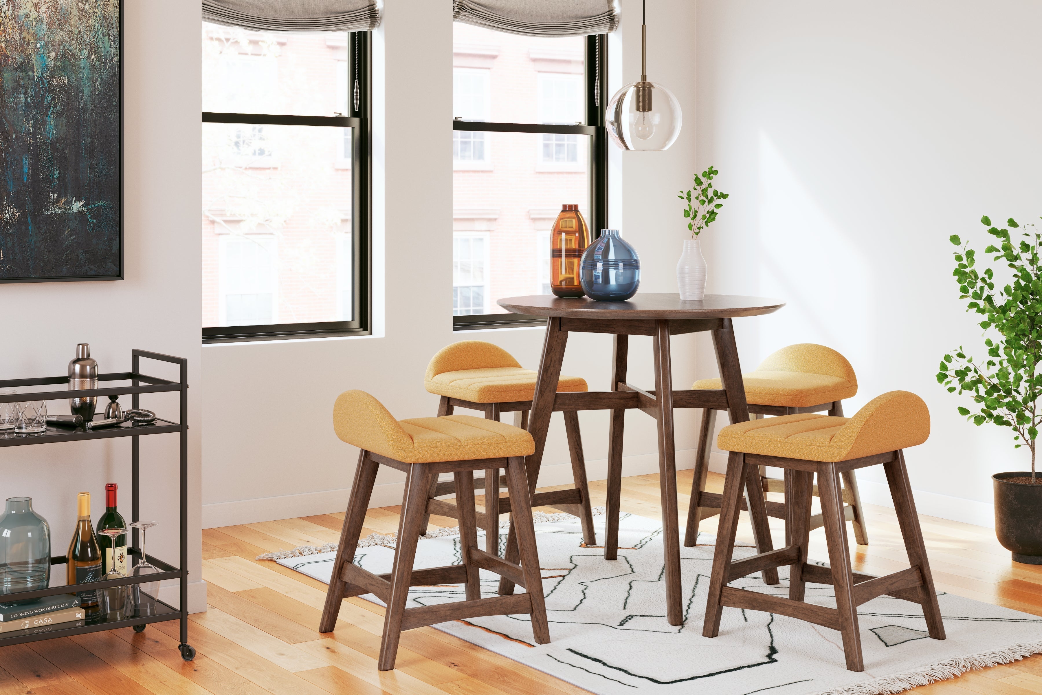 Lyncott Mustard/Brown Counter Height Barstool, Set of 2 - D615-424 - Bien Home Furniture & Electronics