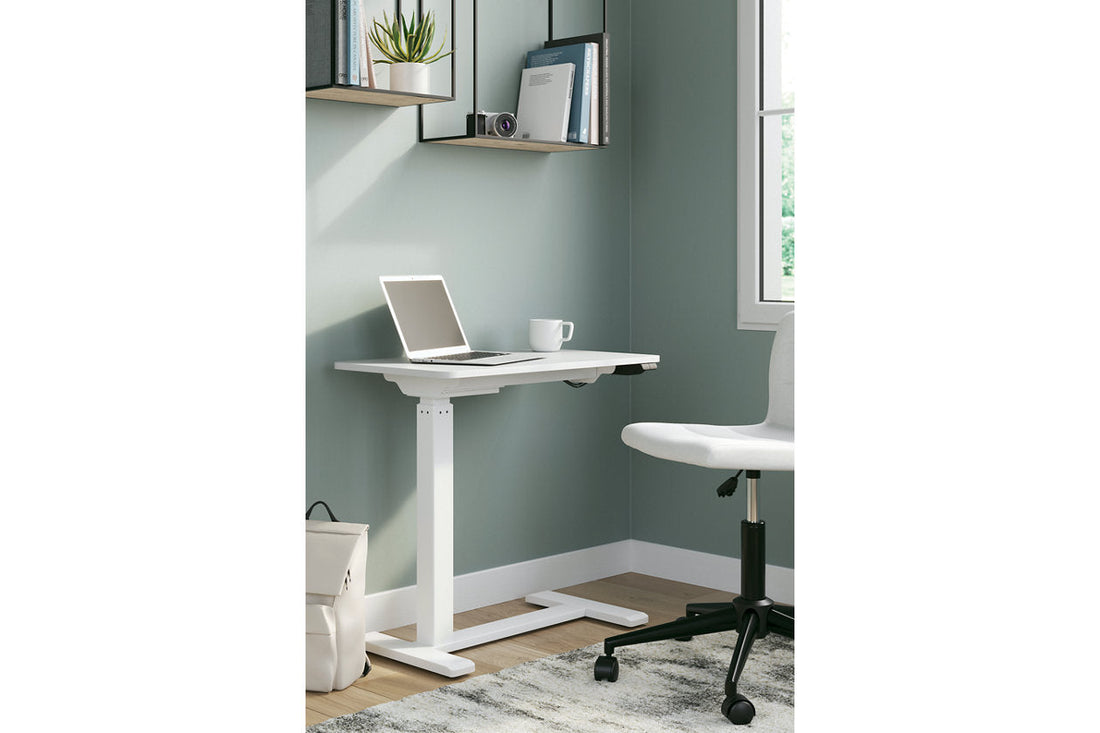 Lynxtyn Taupe/White Adjustable Height Home Office Side Desk - H400-212 - Bien Home Furniture &amp; Electronics