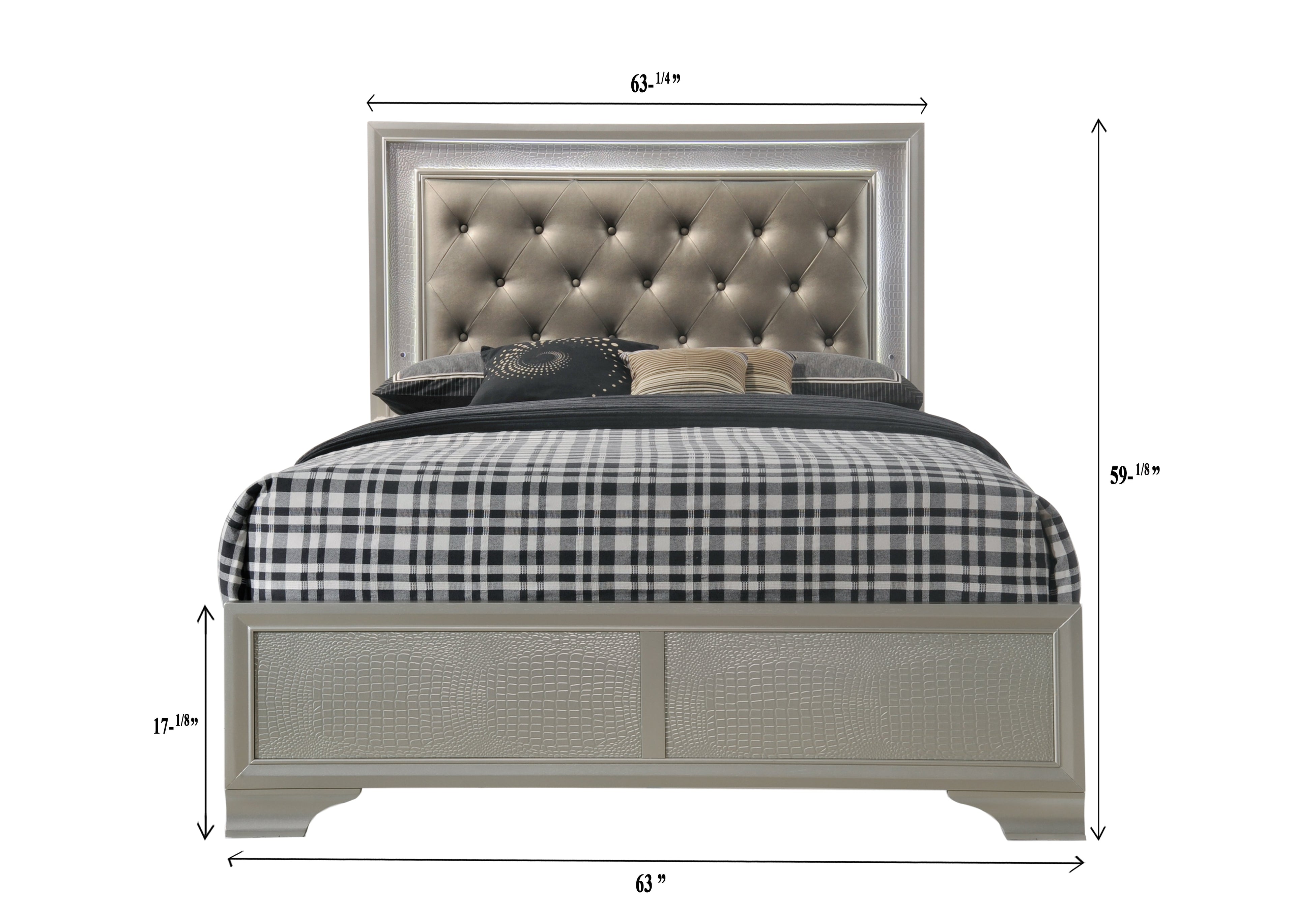 Lyssa Champagne LED Upholstered Panel Bedroom Set - SET | B4300-K-HBFB | B4300-KQ-RAIL | B4300-1 | B4300-11 - Bien Home Furniture &amp; Electronics