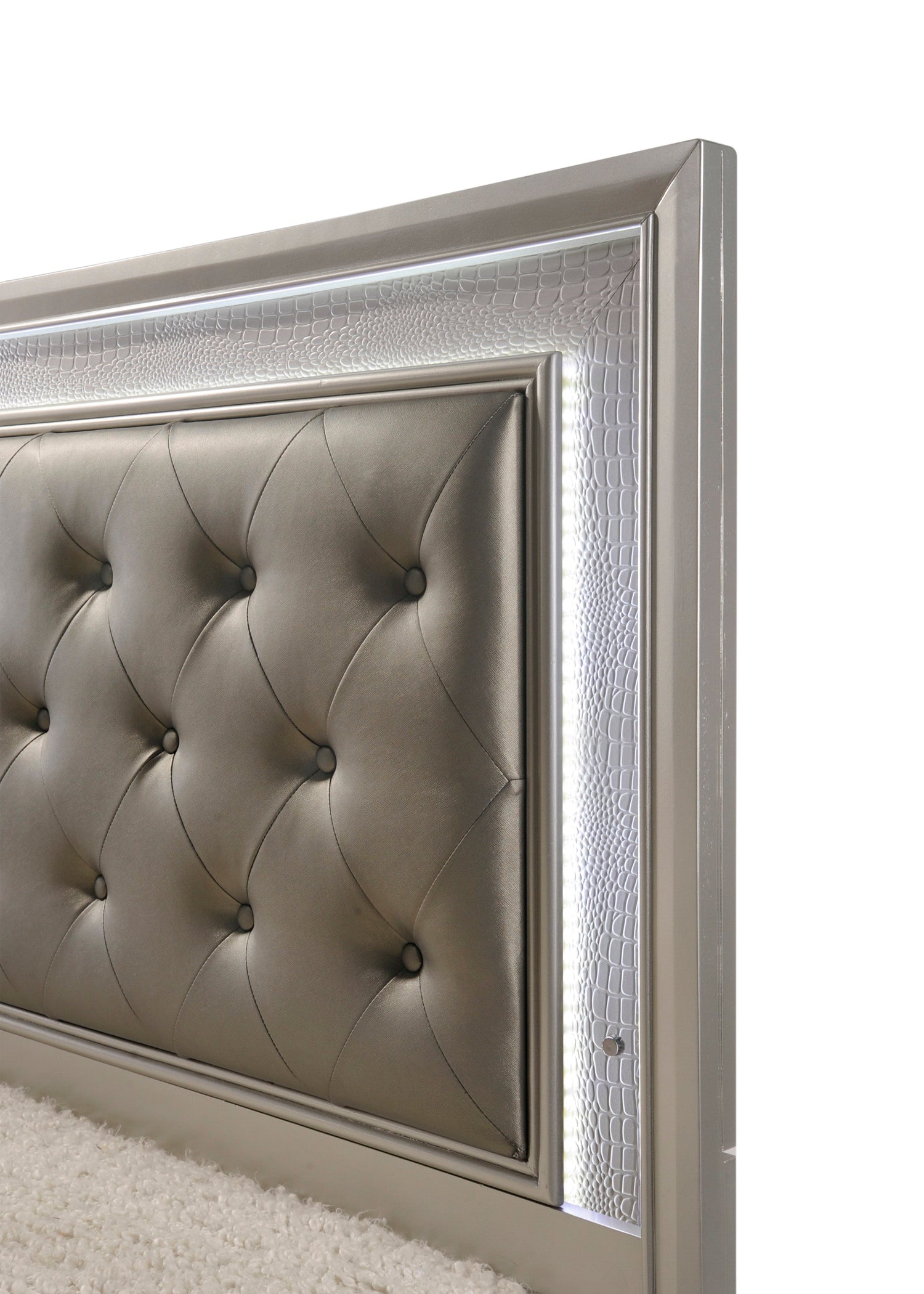 Lyssa Champagne LED Upholstered Panel Youth Bedroom Set - SET | B4300-F-HBFB | B4300-FT-RAIL | B4300-1 | B4300-11 | B4300-2 - Bien Home Furniture & Electronics