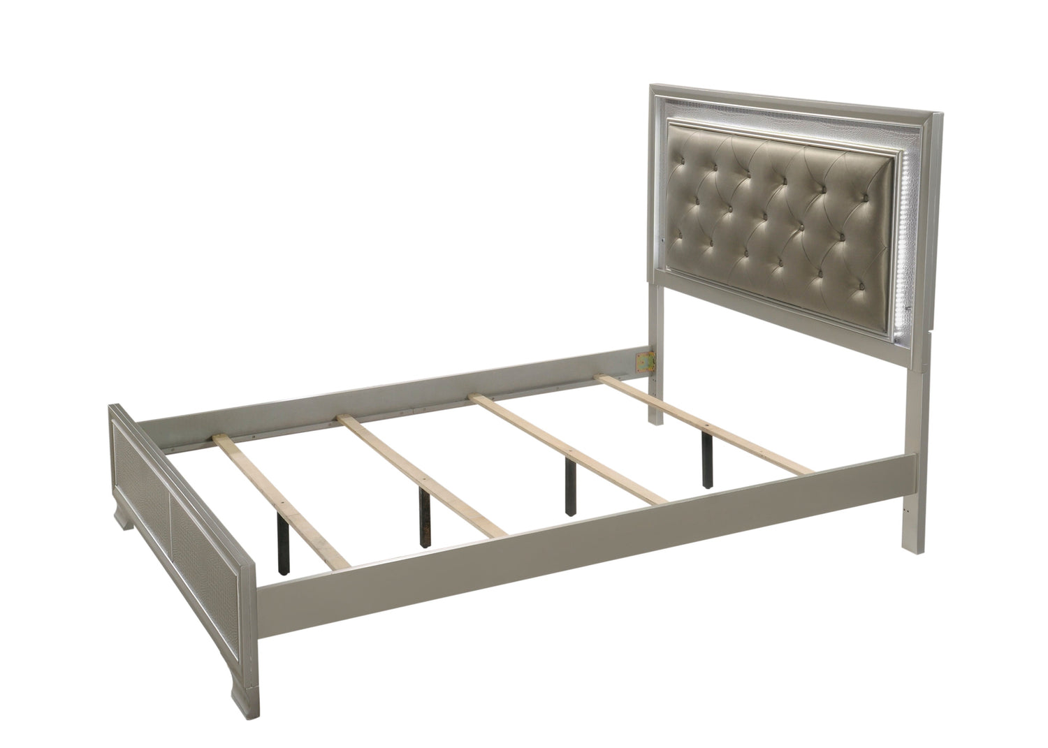 Lyssa Champagne Queen LED Upholstered Panel Bed - SET | B4300-Q-HBFB | B4300-KQ-RAIL - Bien Home Furniture & Electronics