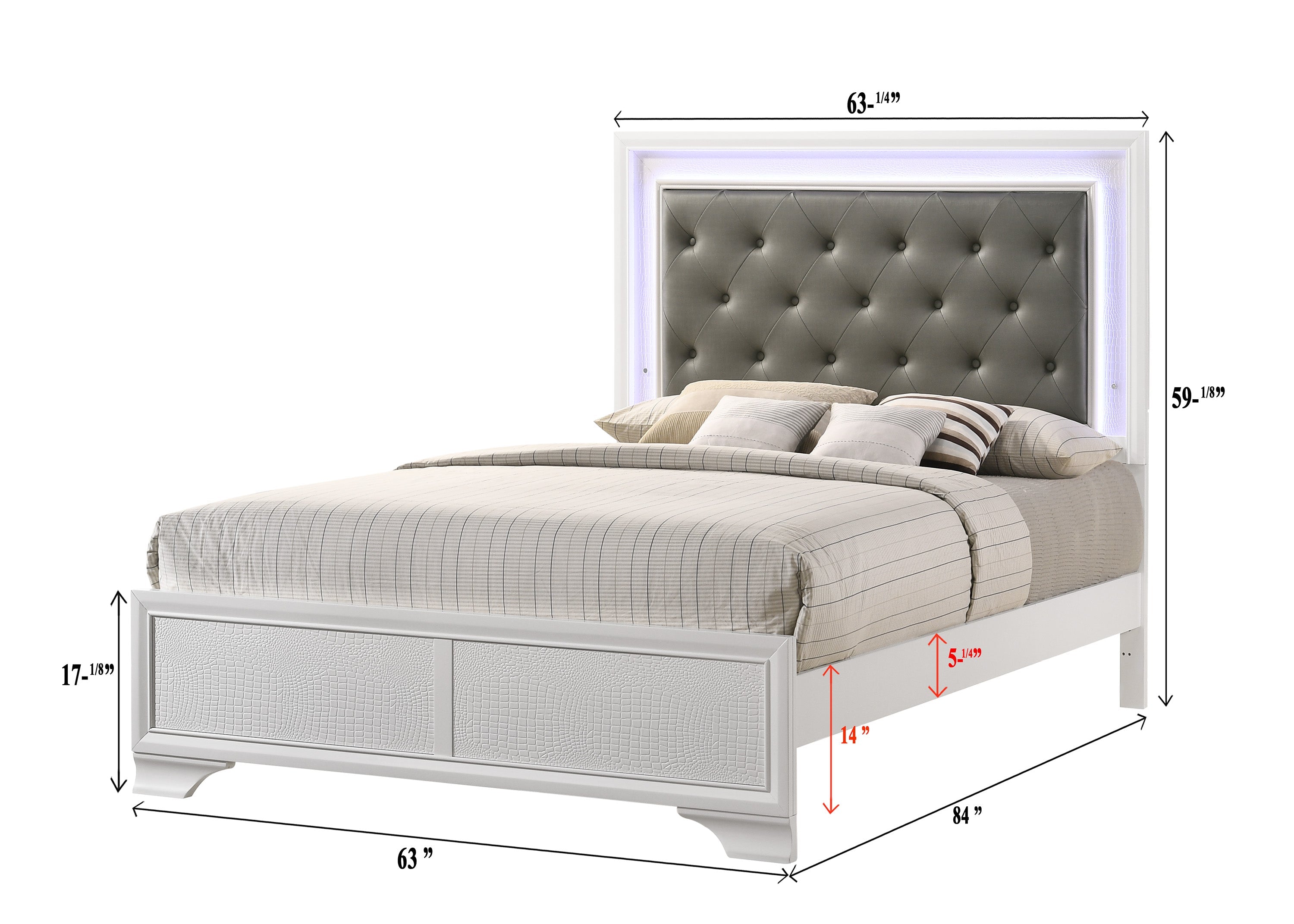 Lyssa Frost LED Upholstered Panel Bedroom Set - SET | B4310-Q-HBFB | B4310-KQ-RAIL | B4310-2 | B4310-4 - Bien Home Furniture & Electronics