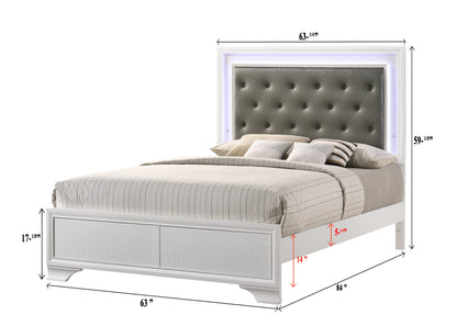 Lyssa Frost LED Upholstered Panel Bedroom Set - SET | B4310-Q-HBFB | B4310-KQ-RAIL | B4310-2 | B4310-4 - Bien Home Furniture &amp; Electronics