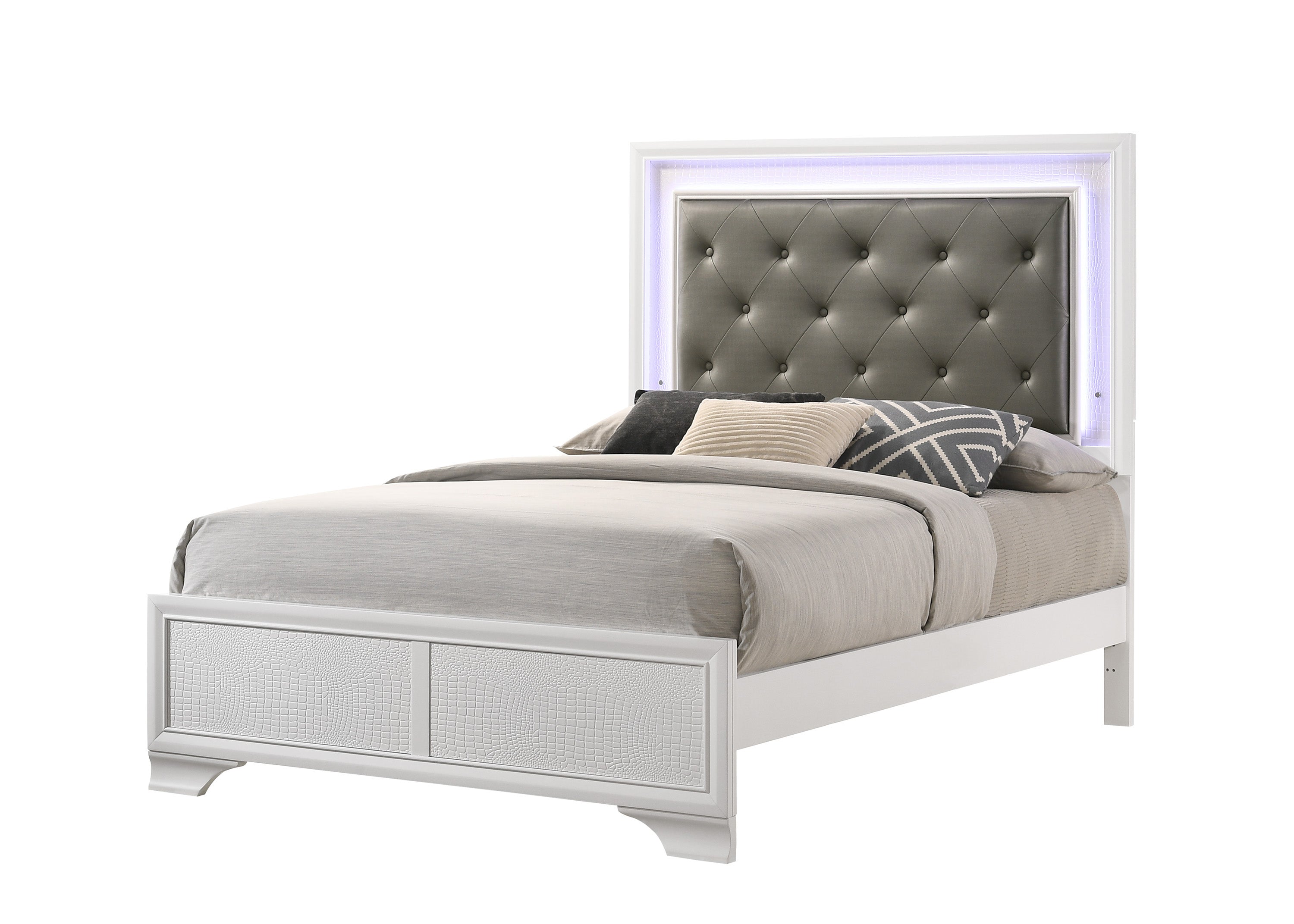 Lyssa Frost LED Upholstered Panel Youth Bedroom Set - SET | B4310-T-HBFB | B4310-FT-RAIL | B4310-2 | B4310-4 - Bien Home Furniture & Electronics