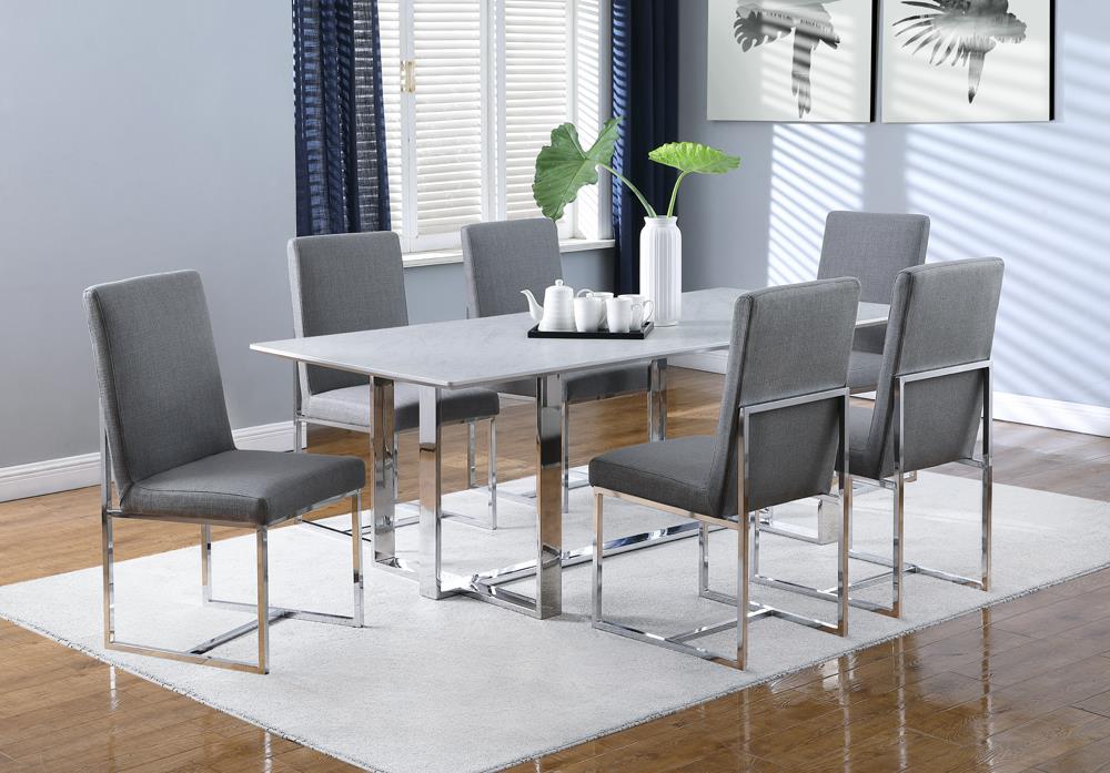 Mackinnon Gray/Chrome Upholstered Side Chairs, Set of 2 - 107143 - Bien Home Furniture & Electronics