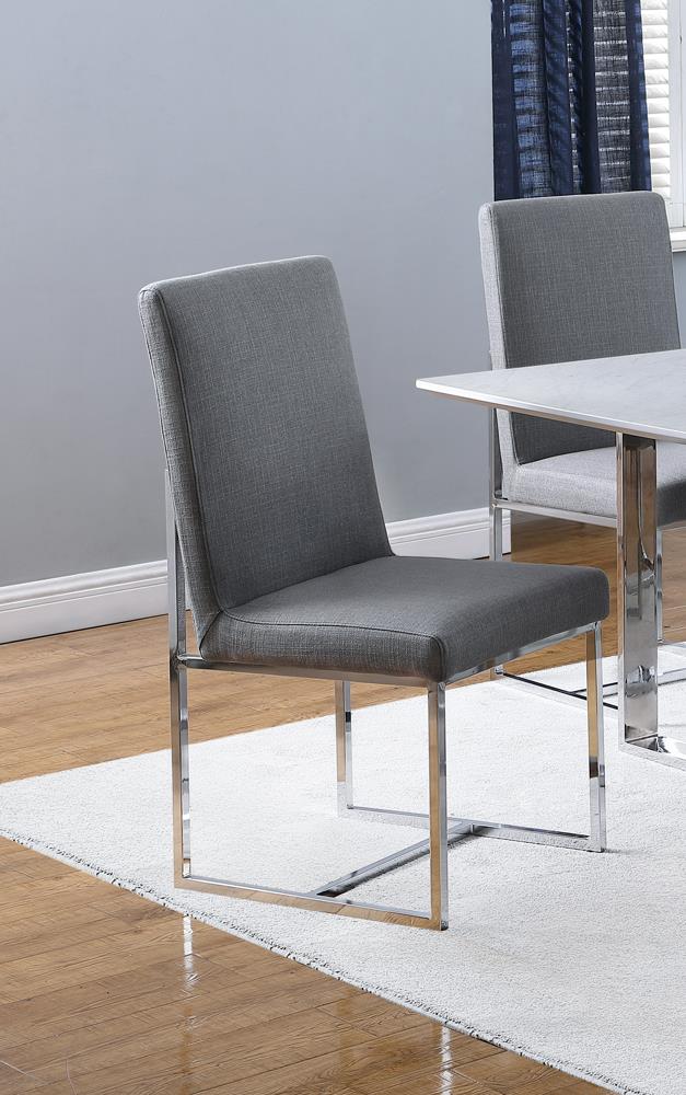 Mackinnon Gray/Chrome Upholstered Side Chairs, Set of 2 - 107143 - Bien Home Furniture & Electronics