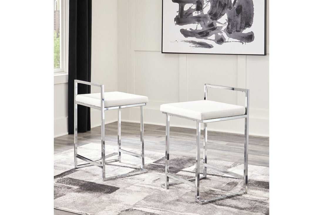 Madanere White/Chrome Counter Height Barstool, Set of 2 - D275-724 - Bien Home Furniture &amp; Electronics