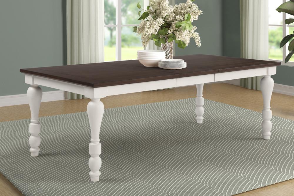 Madelyn Dark Cocoa/Coastal White Dining Table with Extension Leaf - 110381 - Bien Home Furniture &amp; Electronics