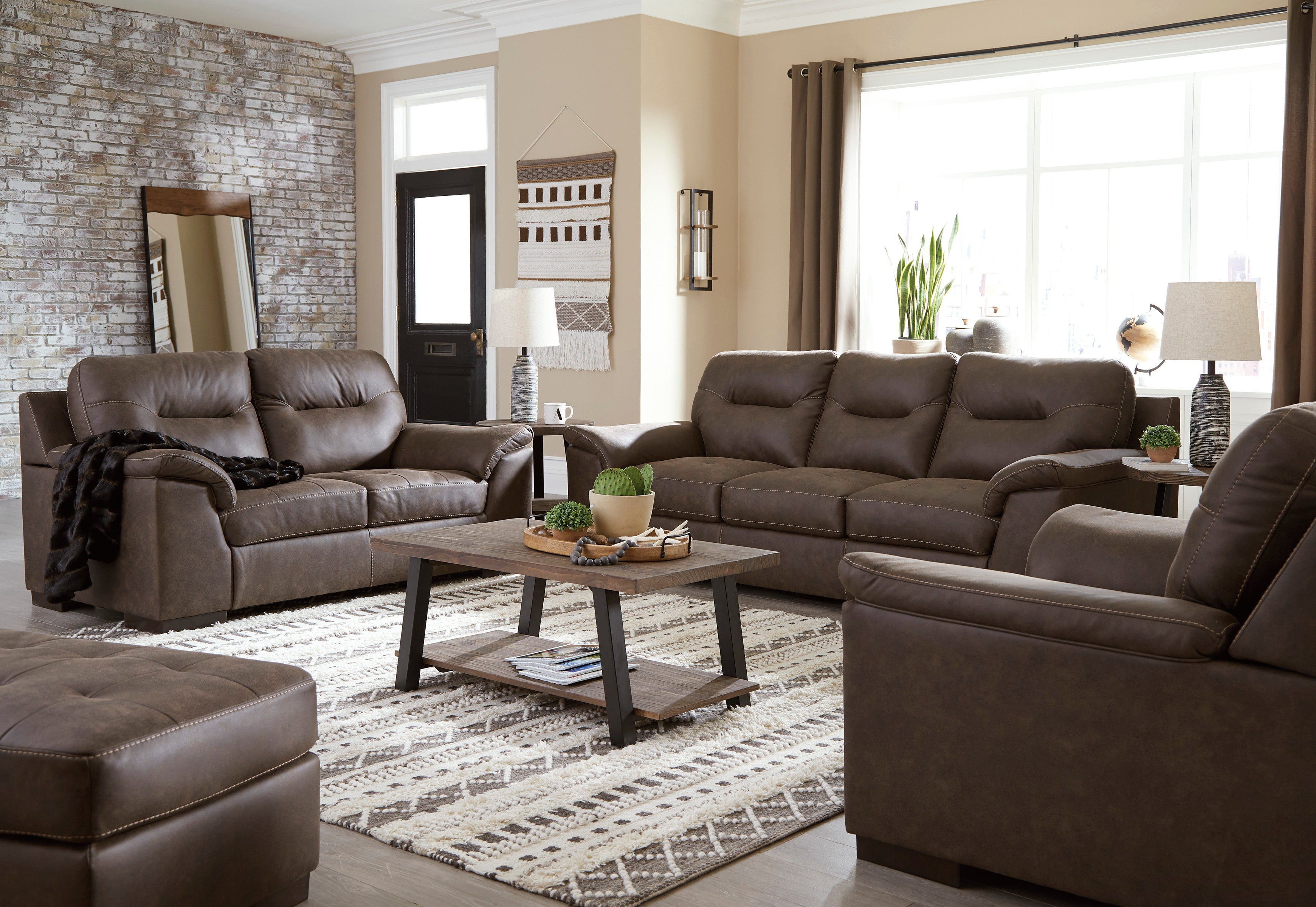 Maderla Walnut Living Room Set - SET | 6200238 | 6200235 - Bien Home Furniture & Electronics