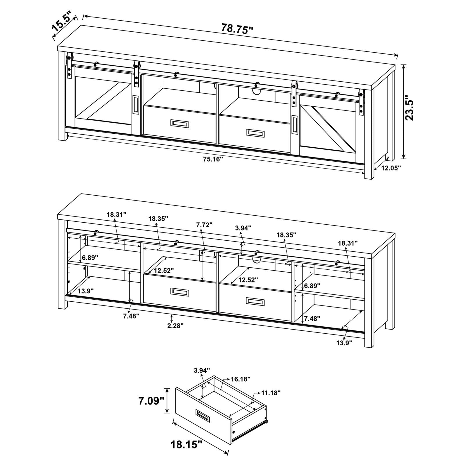 Madra Rectangular TV Console with 2 Sliding Doors - 736273 - Bien Home Furniture & Electronics
