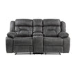 Madrona Hill Gray Double Reclining Loveseat with Center Console - 9989GY-2 - Bien Home Furniture & Electronics