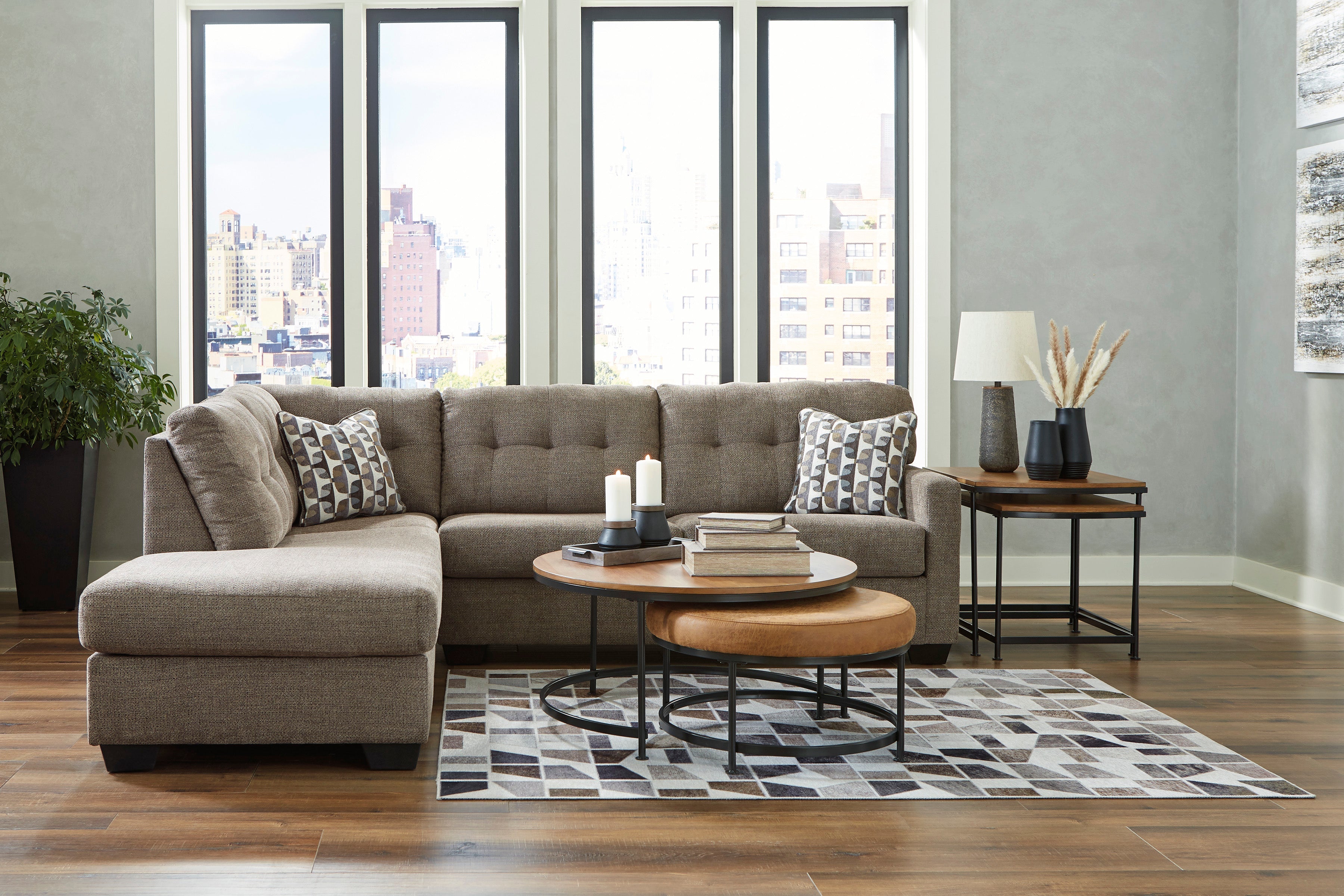 Mahoney Chocolate LAF Sectional - SET | 3100516 | 3100567 - Bien Home Furniture & Electronics