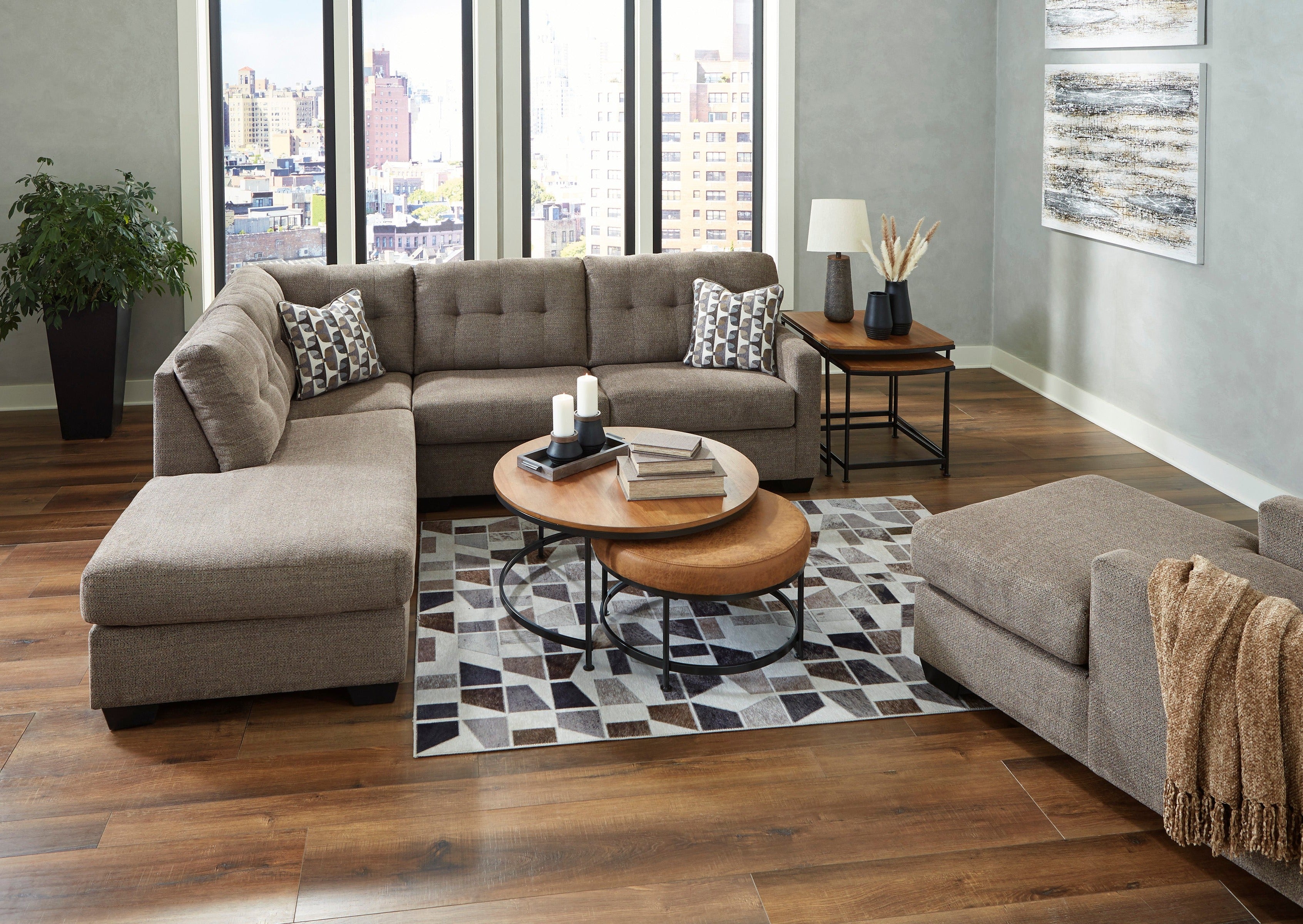 Mahoney Chocolate LAF Sectional - SET | 3100516 | 3100567 - Bien Home Furniture & Electronics
