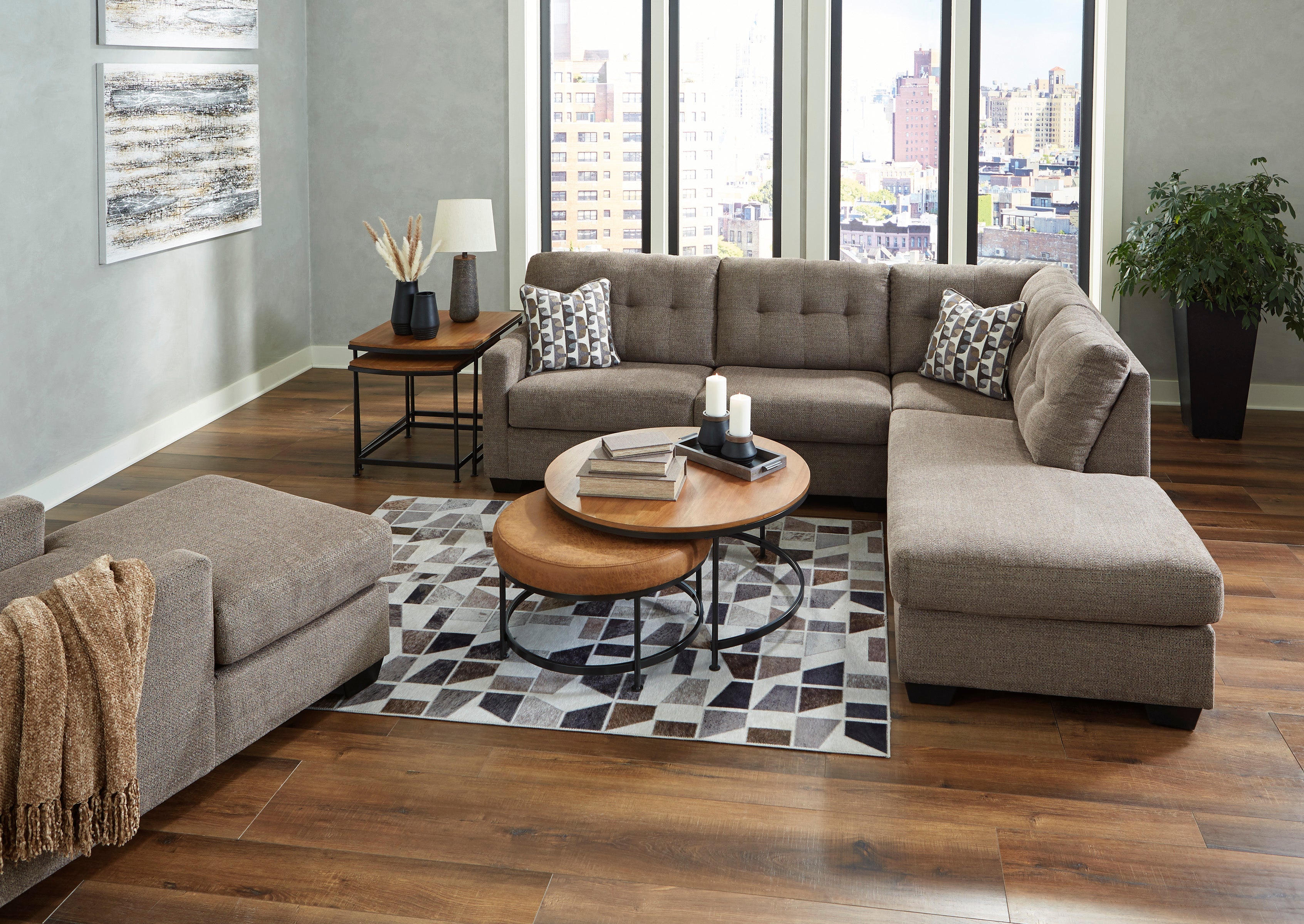 Mahoney Chocolate RAF Sectional - SET | 3100517 | 3100566 - Bien Home Furniture & Electronics