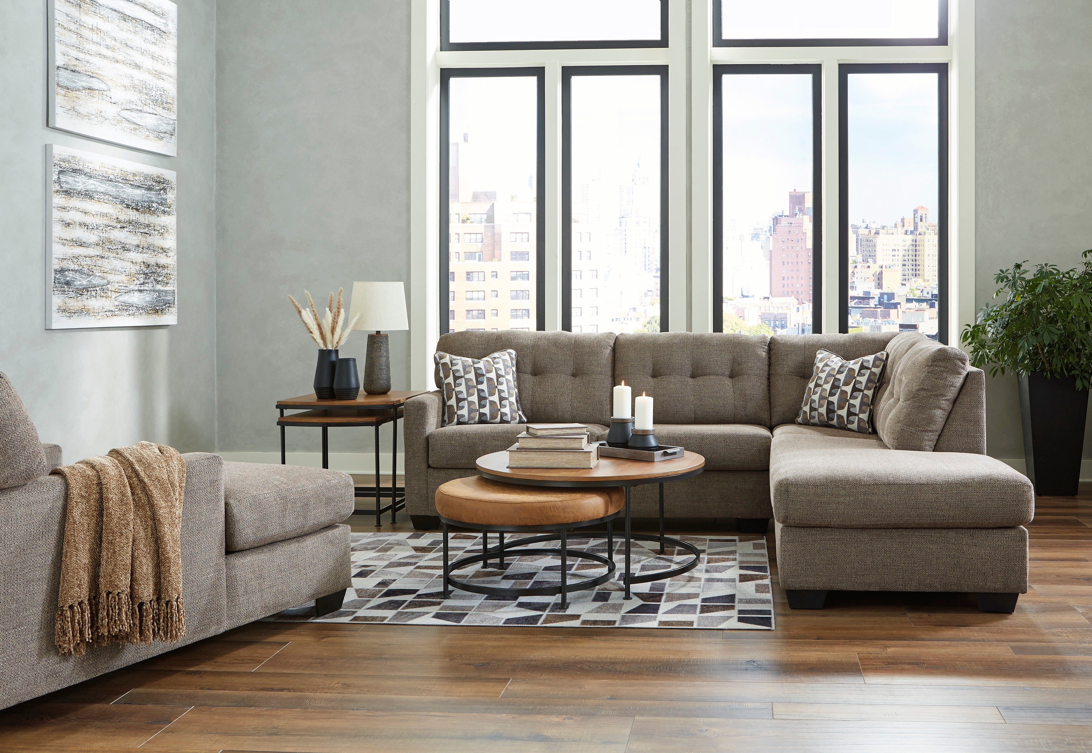 Mahoney Chocolate RAF Sectional - SET | 3100517 | 3100566 - Bien Home Furniture & Electronics