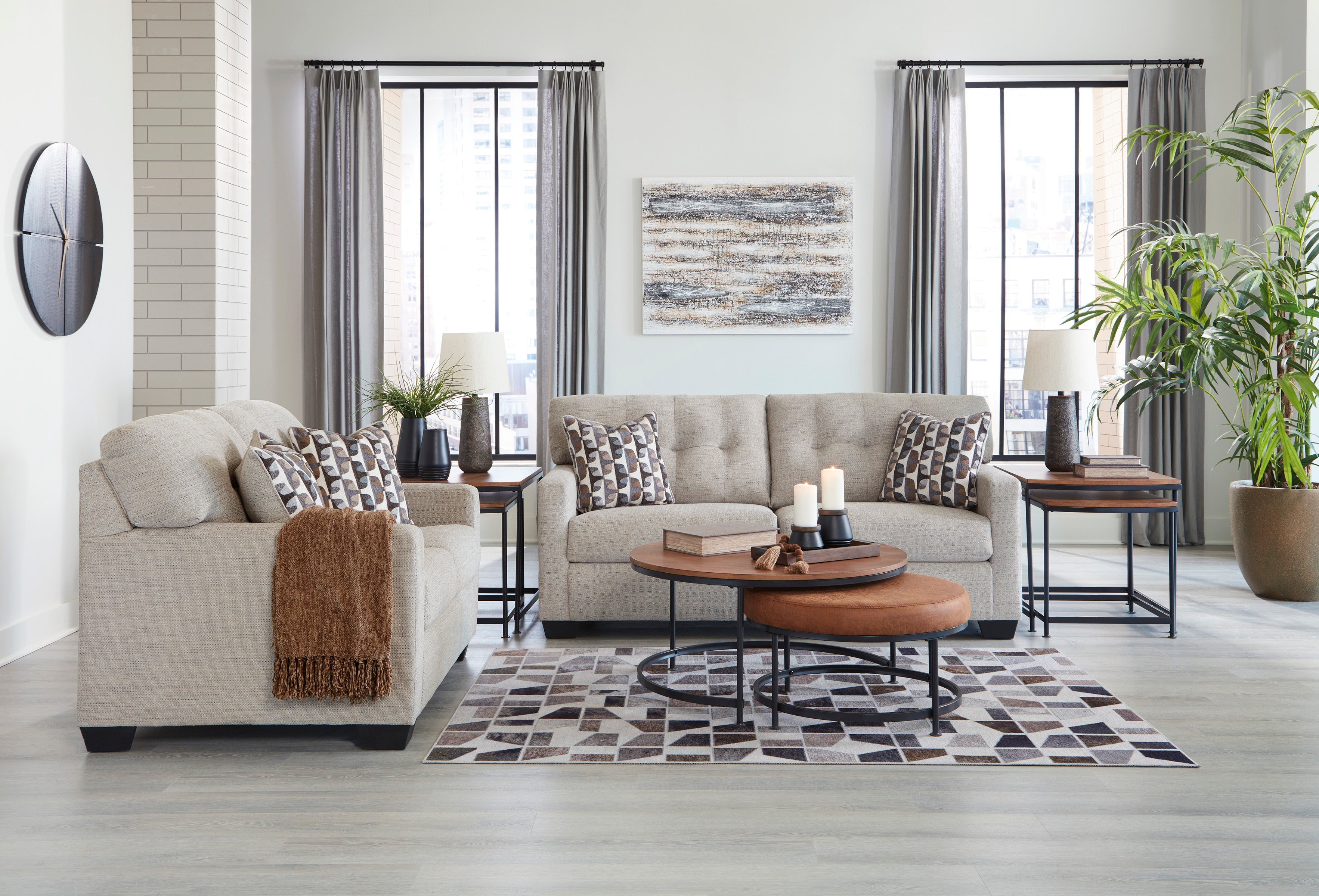 Mahoney Pebble Living Room Set - SET | 3100438 | 3100435 - Bien Home Furniture & Electronics