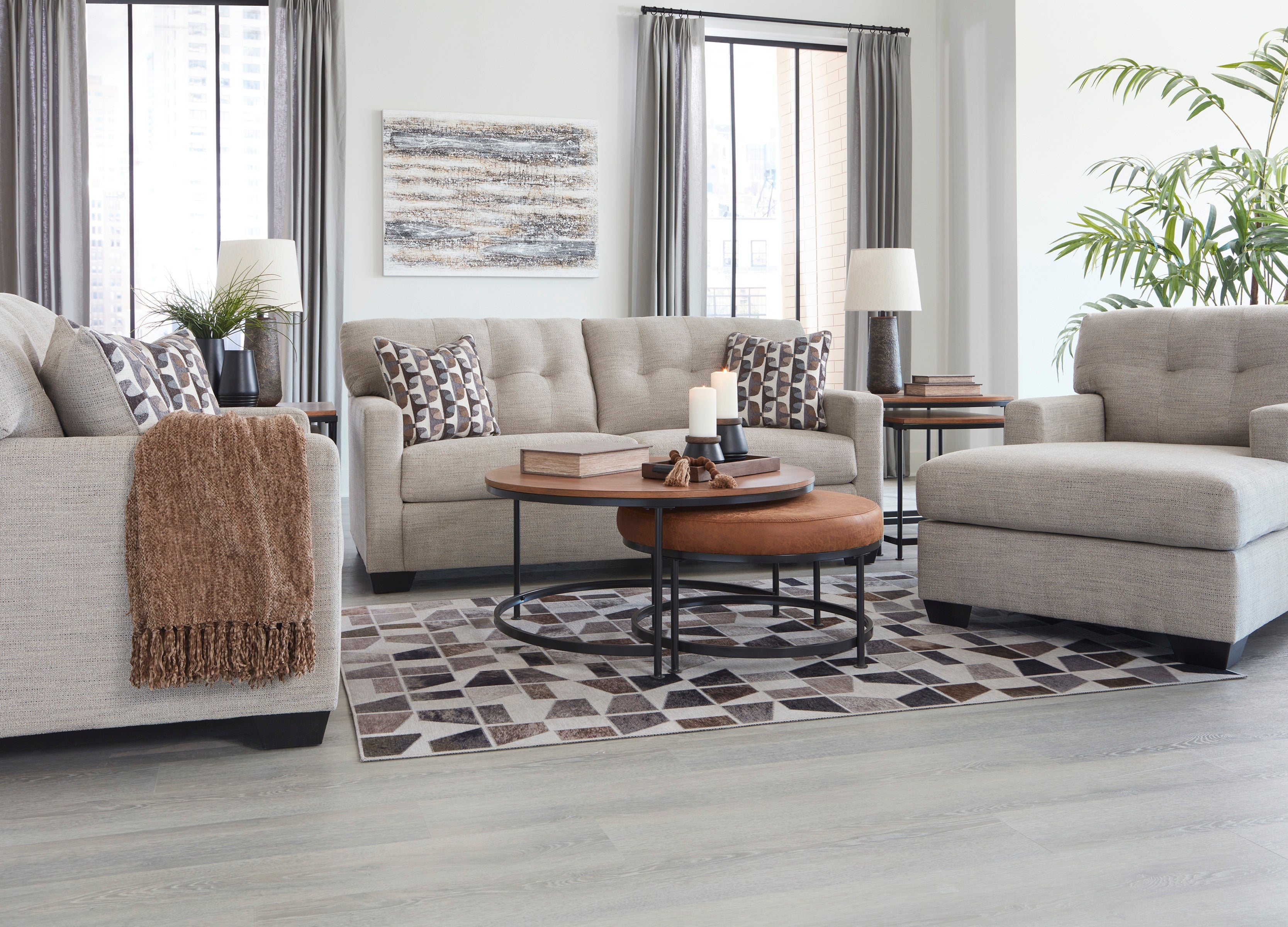 Mahoney Pebble Living Room Set - SET | 3100438 | 3100435 - Bien Home Furniture & Electronics