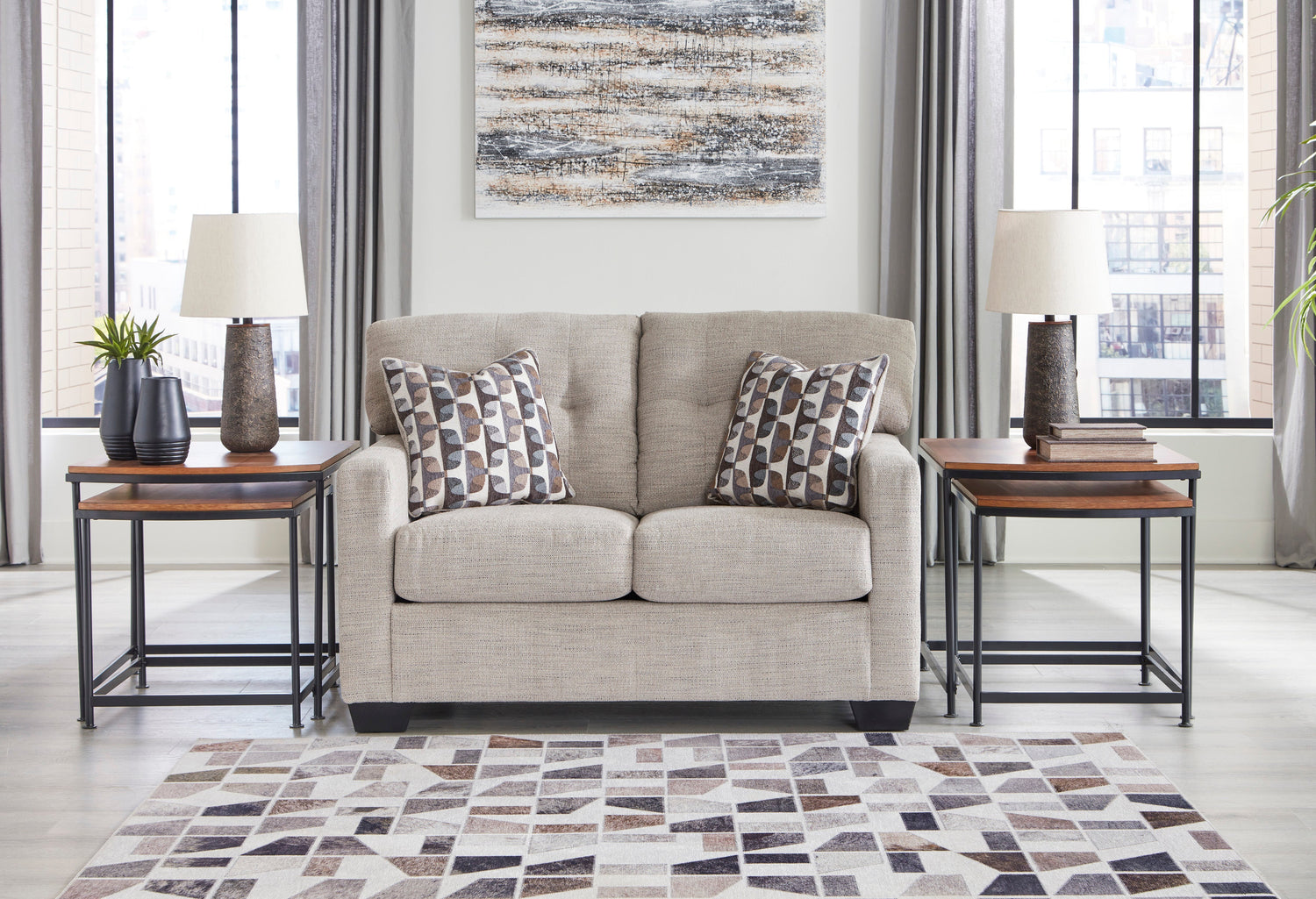 Mahoney Pebble Living Room Set - SET | 3100438 | 3100435 - Bien Home Furniture & Electronics