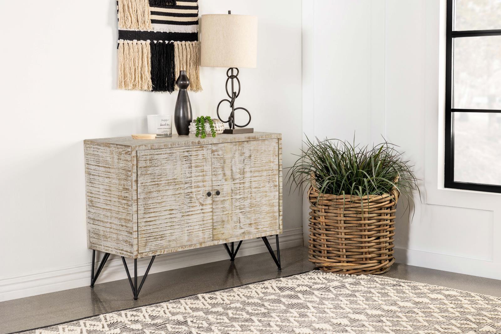 Maille White Washed 2-Door Accent Cabinet - 959652 - Bien Home Furniture & Electronics
