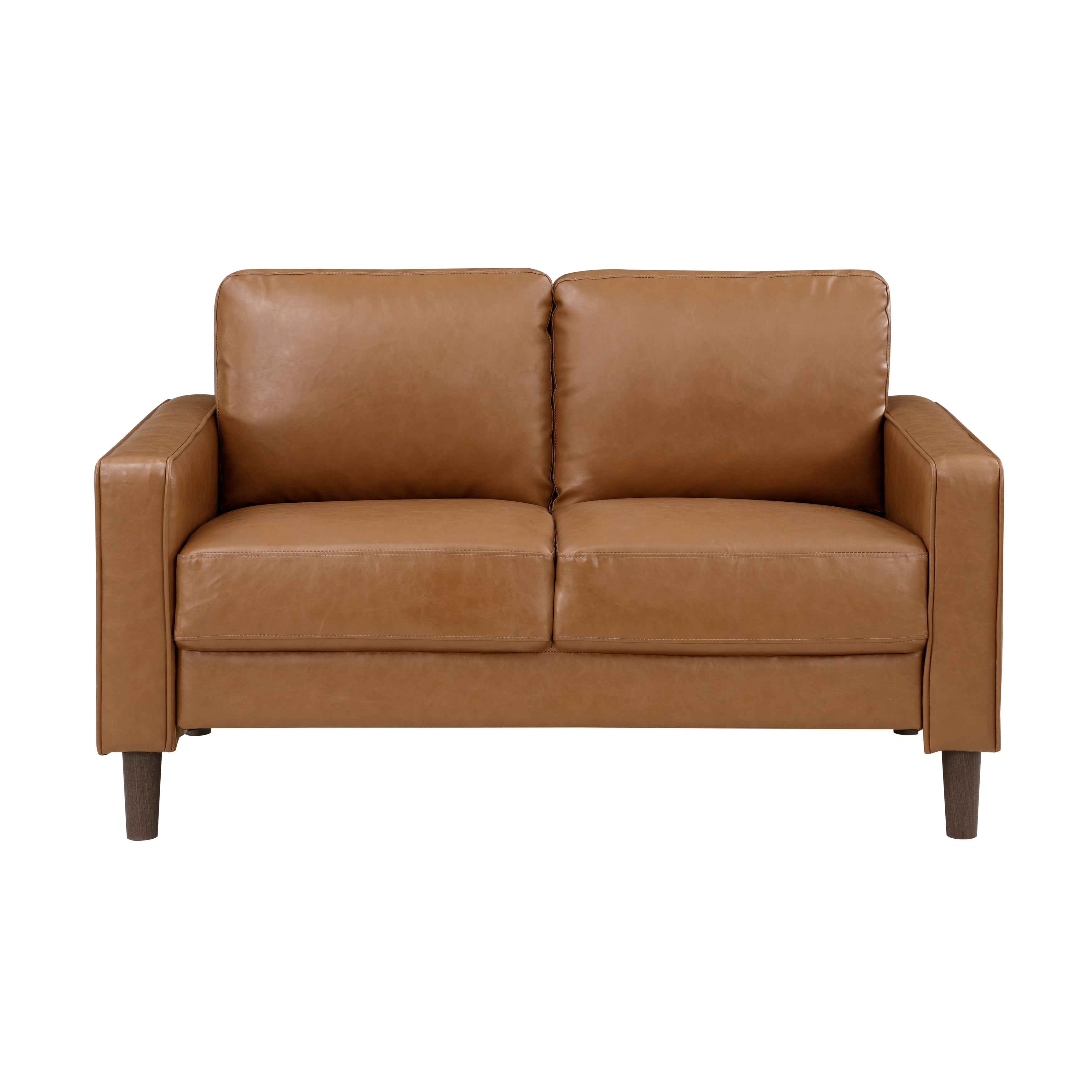 Malcolm Brown Faux Leather Loveseat - 9203BRW-2 - Bien Home Furniture &amp; Electronics