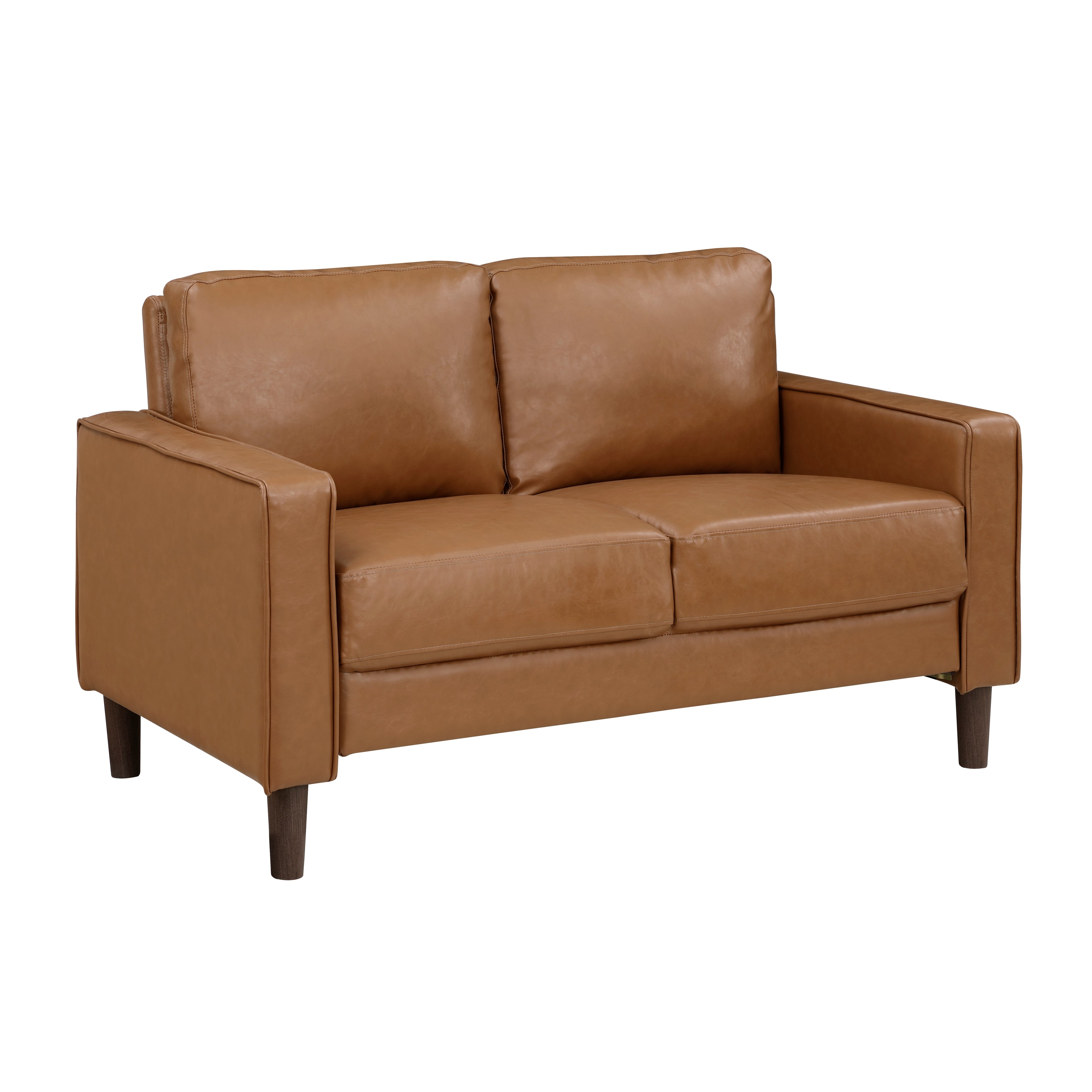 Malcolm Brown Faux Leather Loveseat - 9203BRW-2 - Bien Home Furniture & Electronics